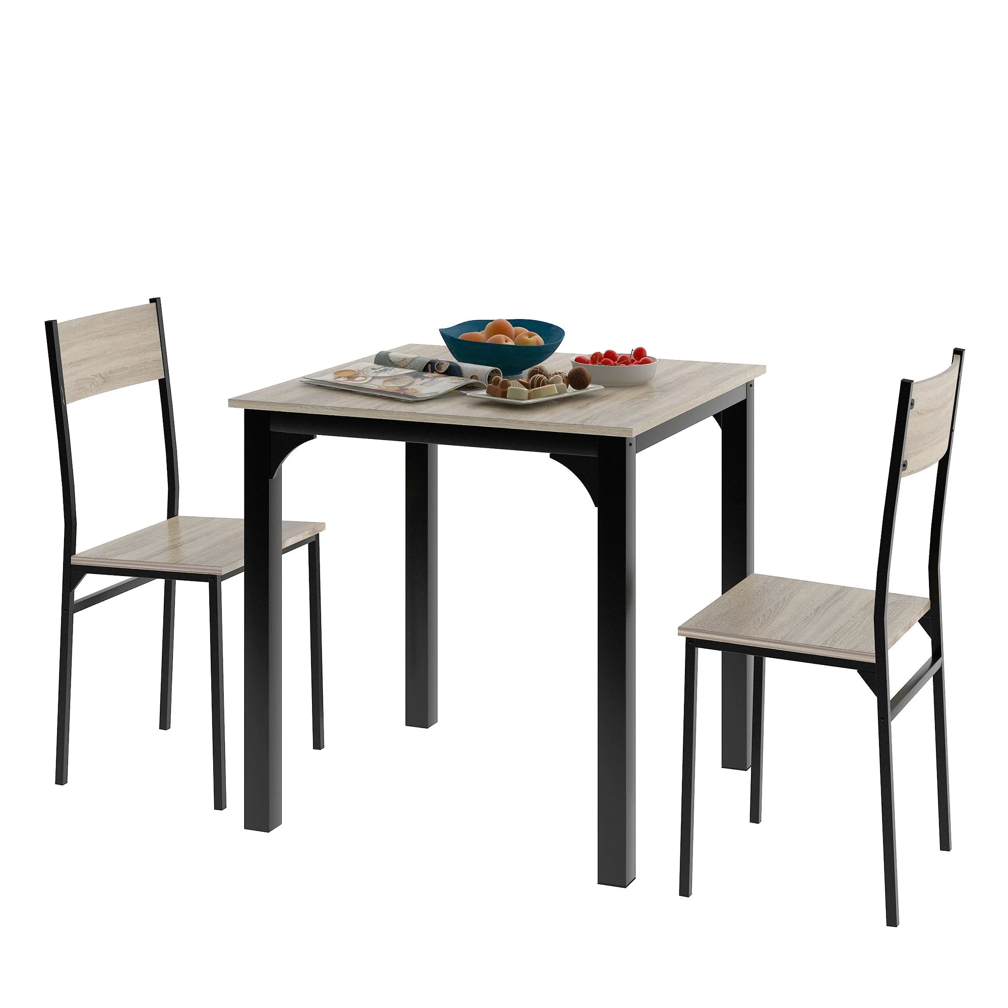 Dining Set Table with 2 Chairs Multi-Use - Natural Color - Image 9
