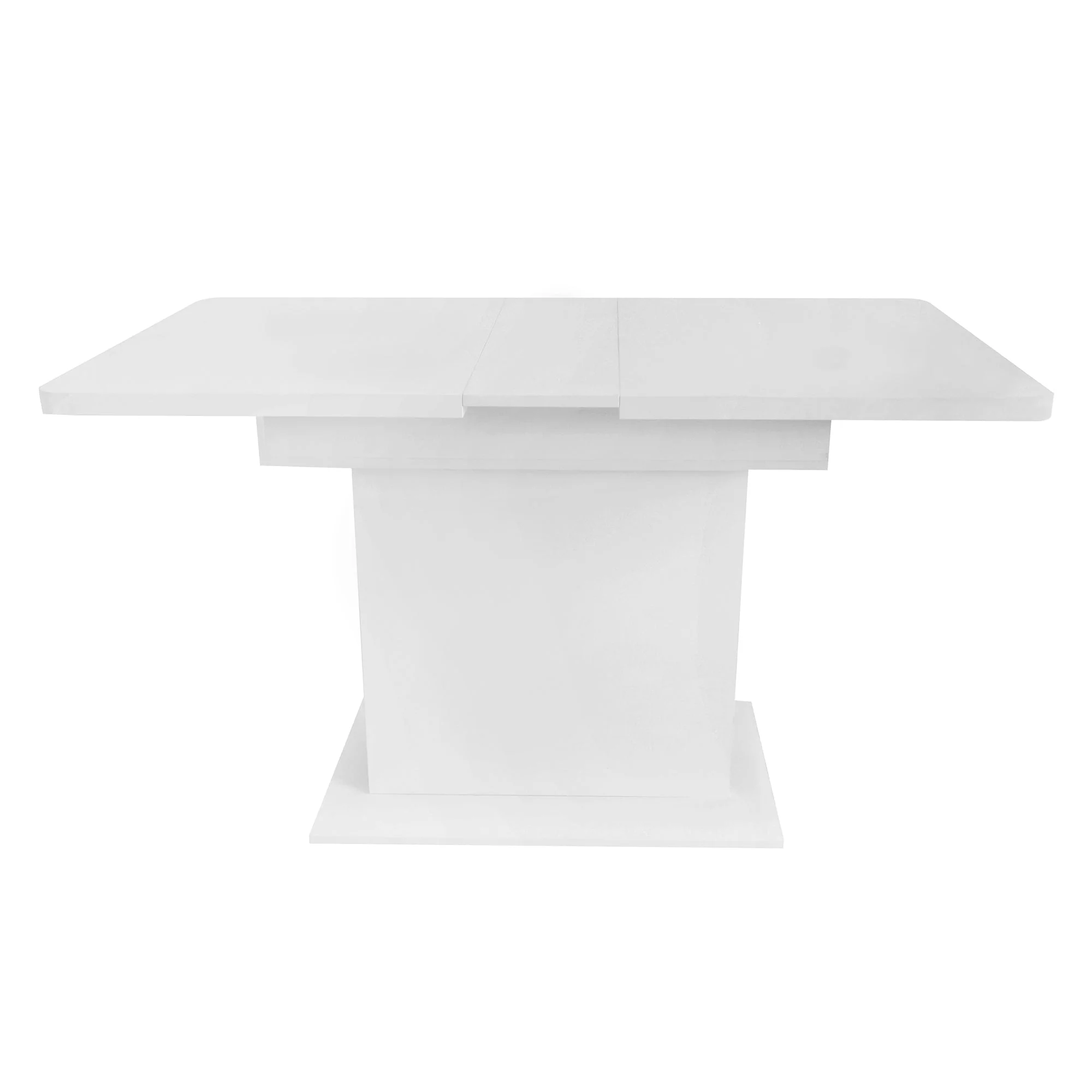 Dining Set with Extendable Rectangular Table and 6 Sherpa Fabric Chairs, Storage, White - Image 8