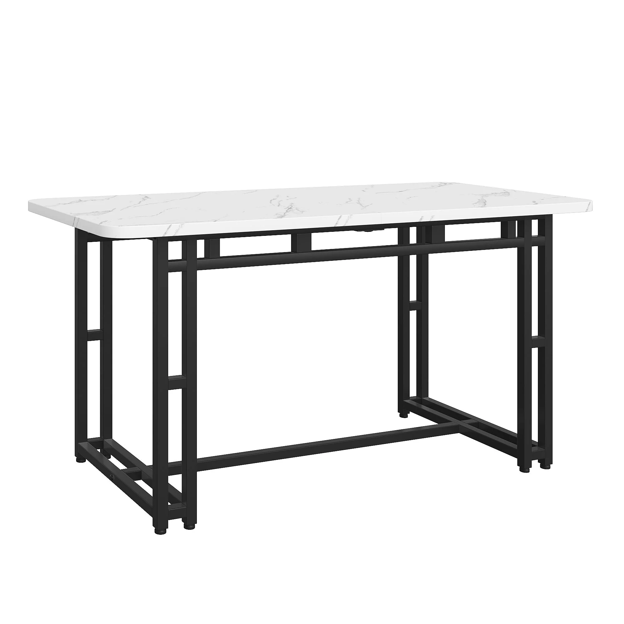 Dining Table 120x70cm Lightweight Luxury Rectangular Metal Frame Black - Image 5