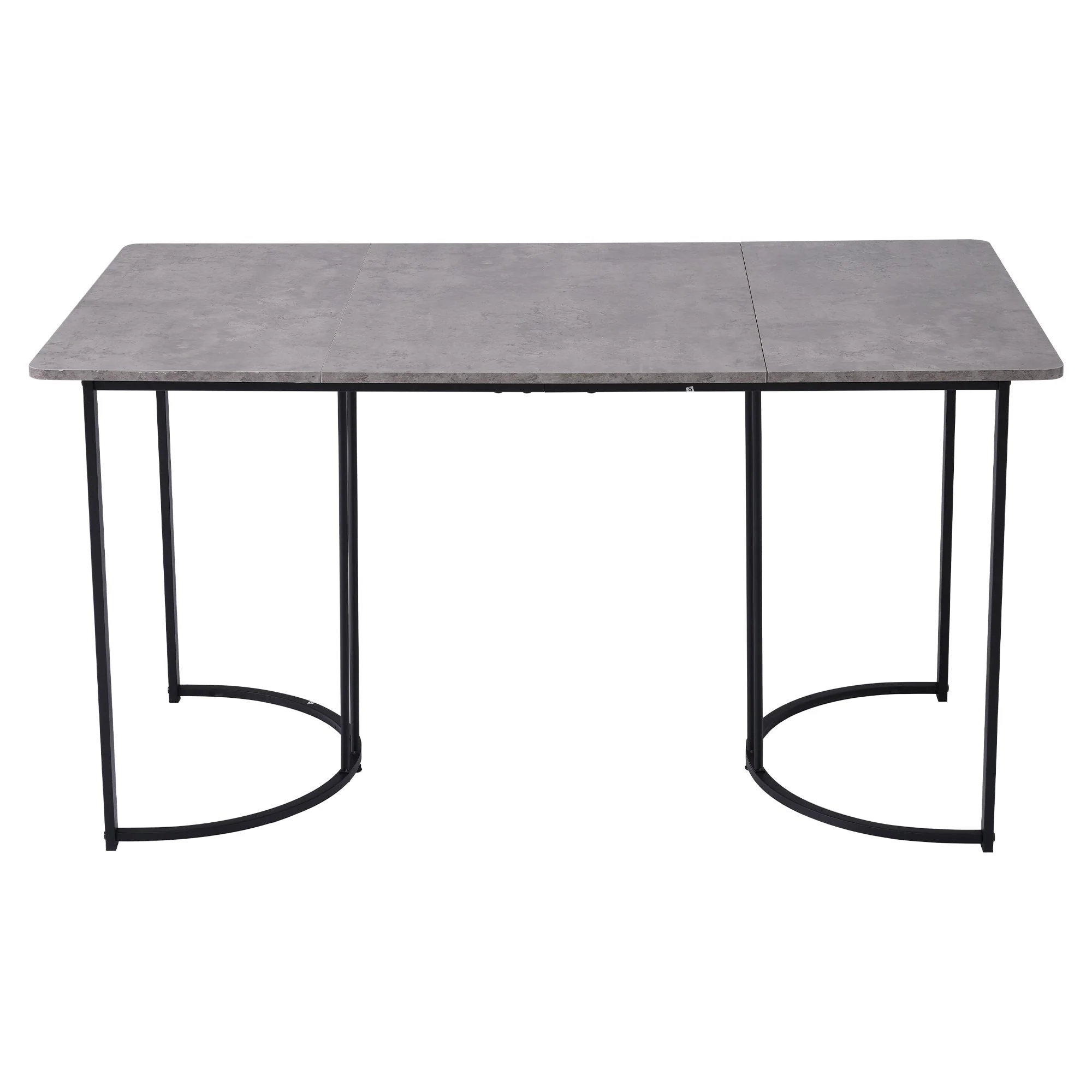 Dining Table 140x80cm Rectangular Kitchen Adjustable Legs Metal Frame Grey - Image 4