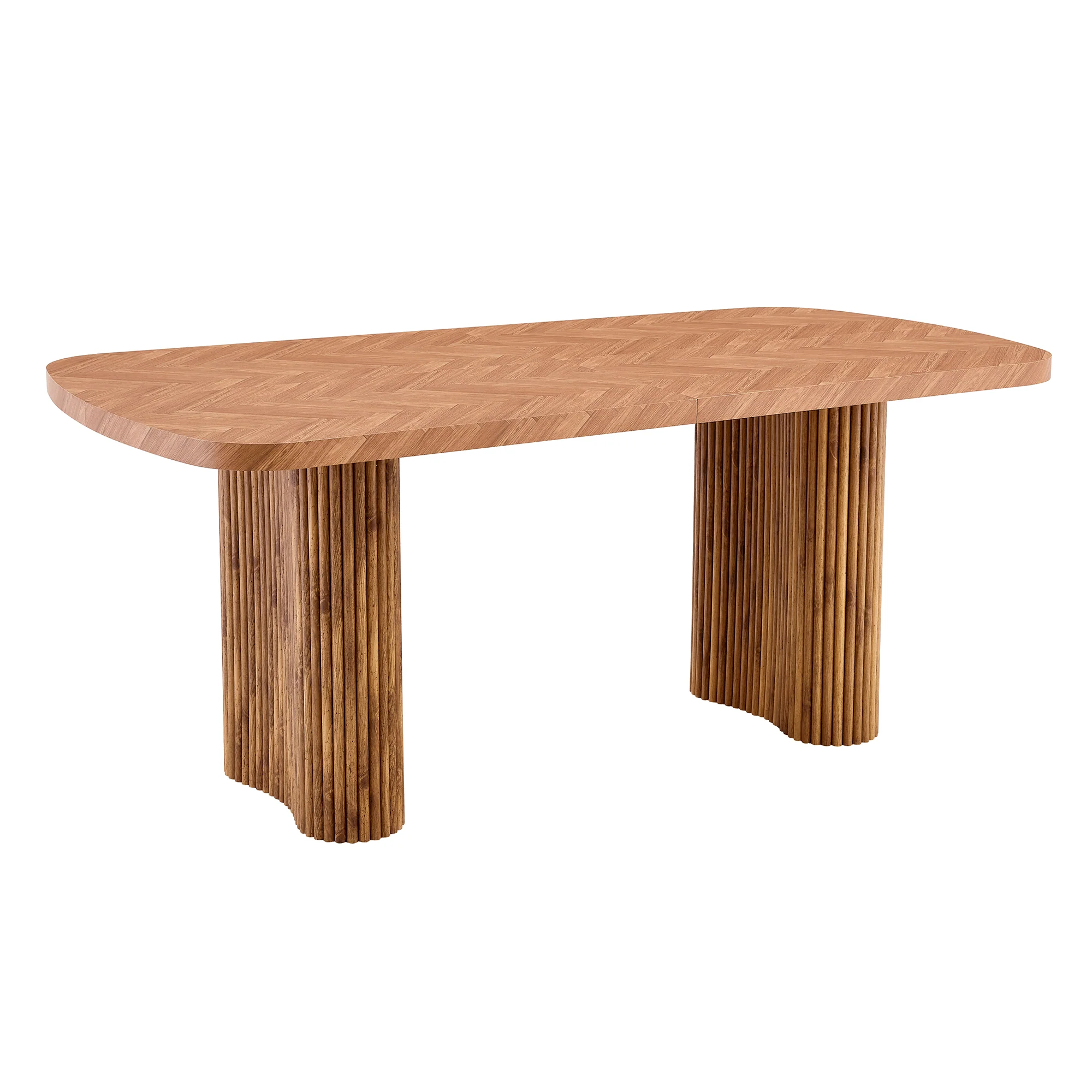 Dining Table 180x90cm Arched Pedestal Support - Walnut Wood Tone - Image 9