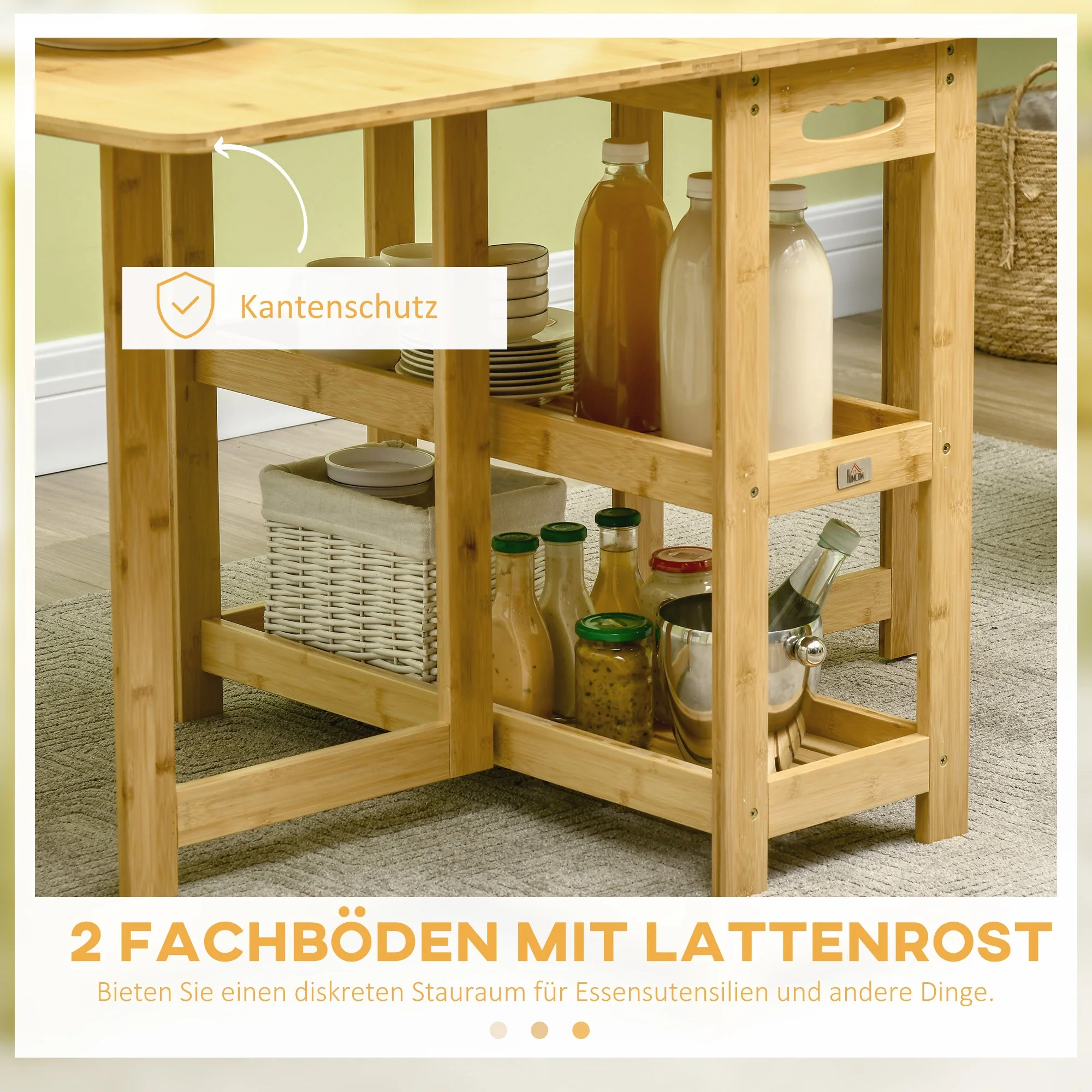 Dining Table Folding Storage Adjustable Legs 149.5x80x73.5cm, Bamboo Natural Wood - Image 6