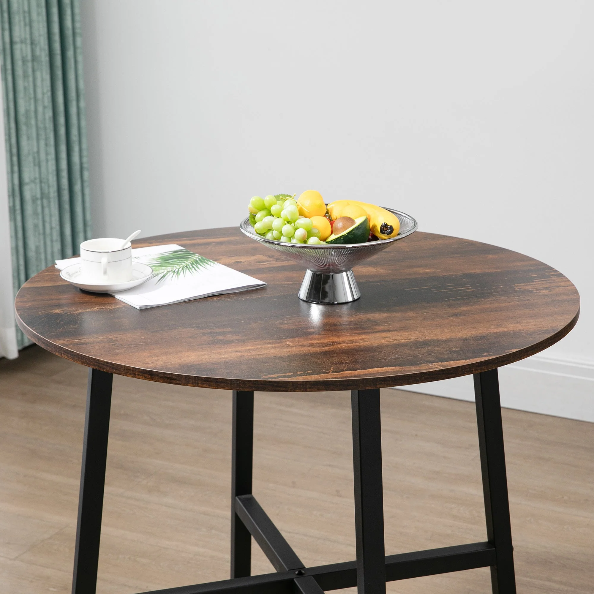 Dining Table for 4 People, 80 x 80 x 76 cm, Steel Brown - Image 7