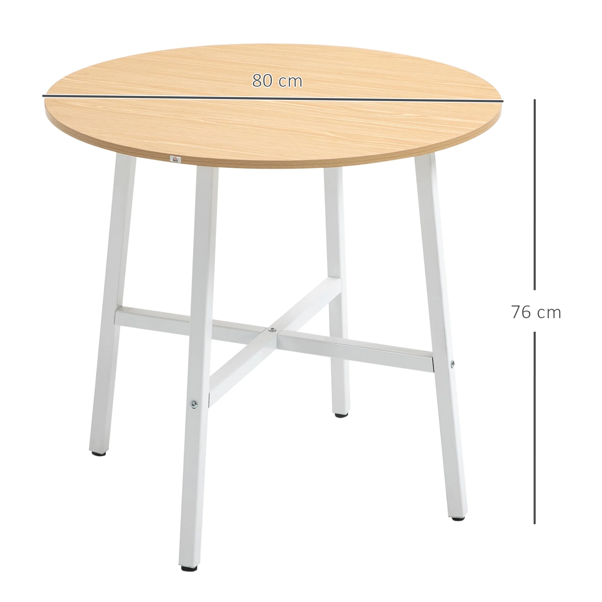Dining Table for 4 People, Modern Living Room, Steel & Natural Wood - Image 3