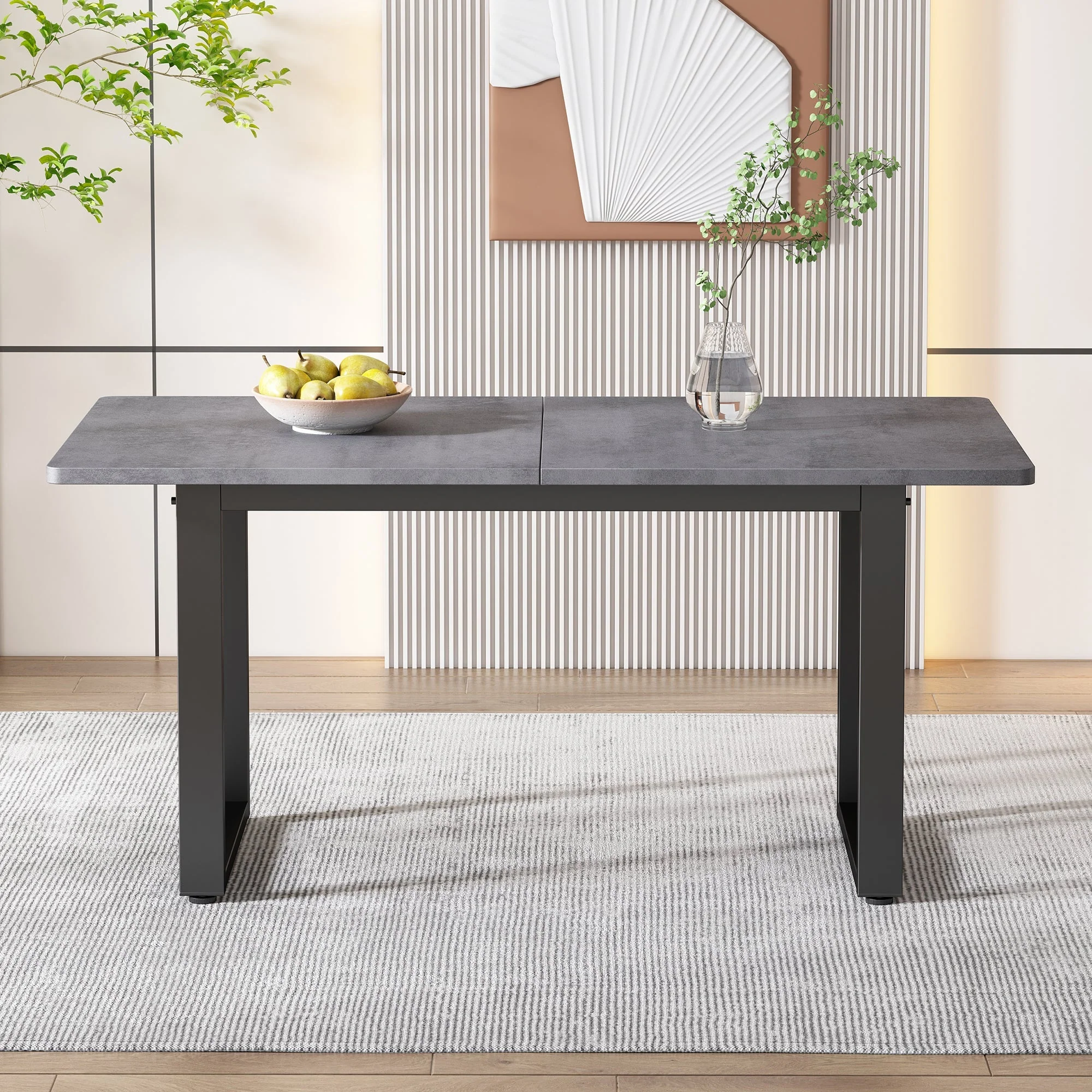 Dining Table Industrial Style Rectangular Iron - Grey - Image 2