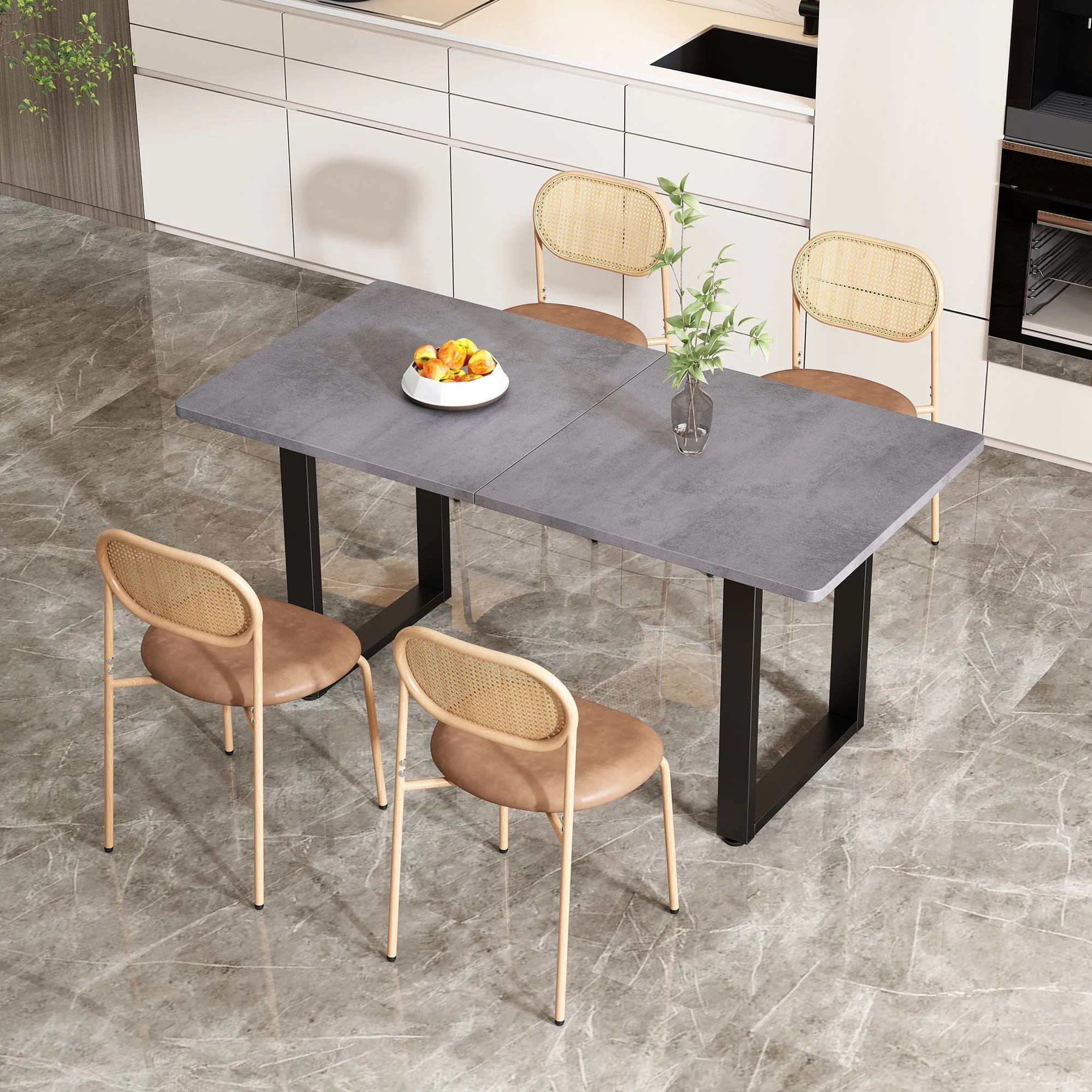 Dining Table Industrial Style Rectangular Iron - Grey - Image 4