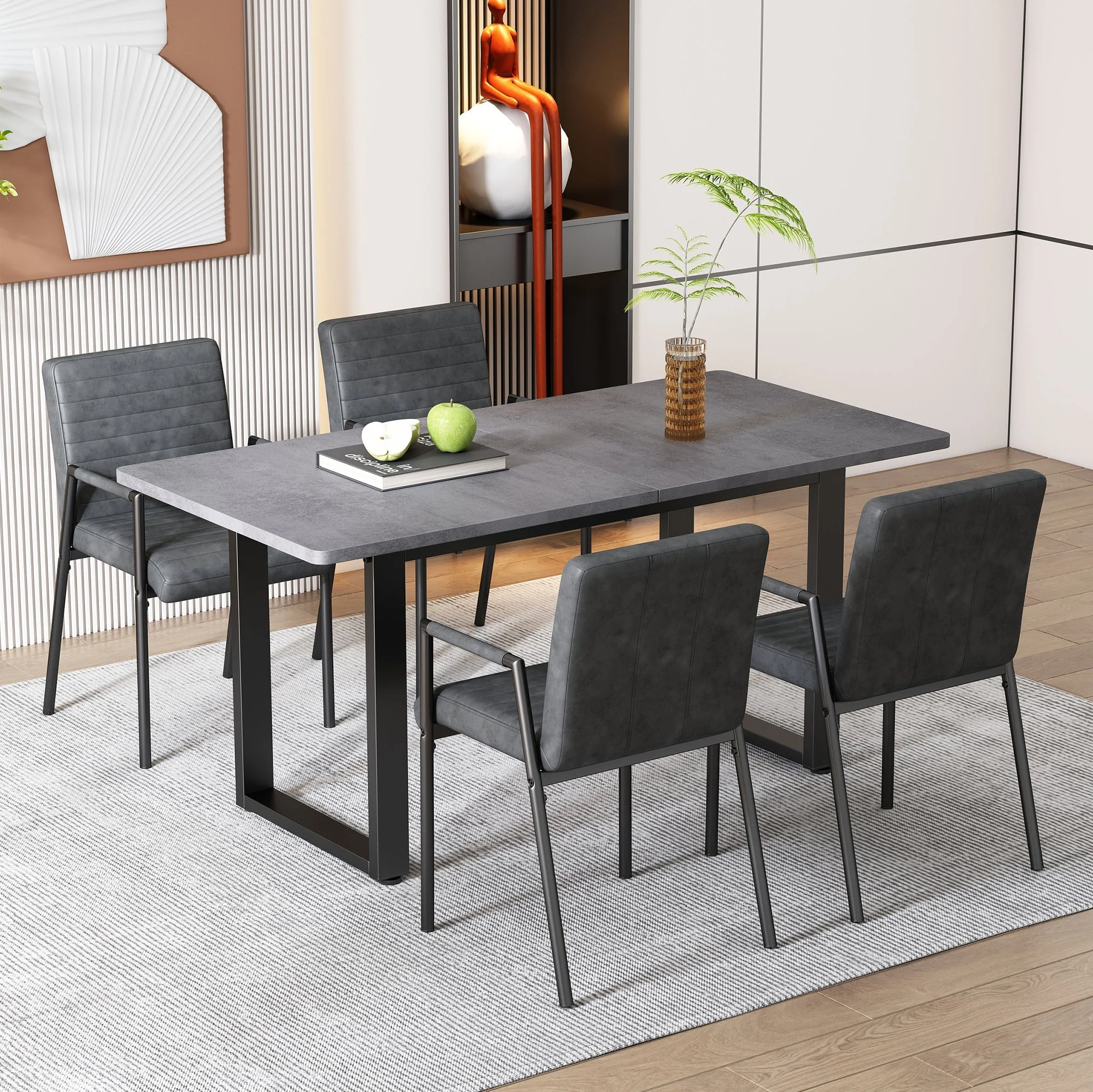 Dining Table Industrial Style Rectangular Iron - Grey - Image 5