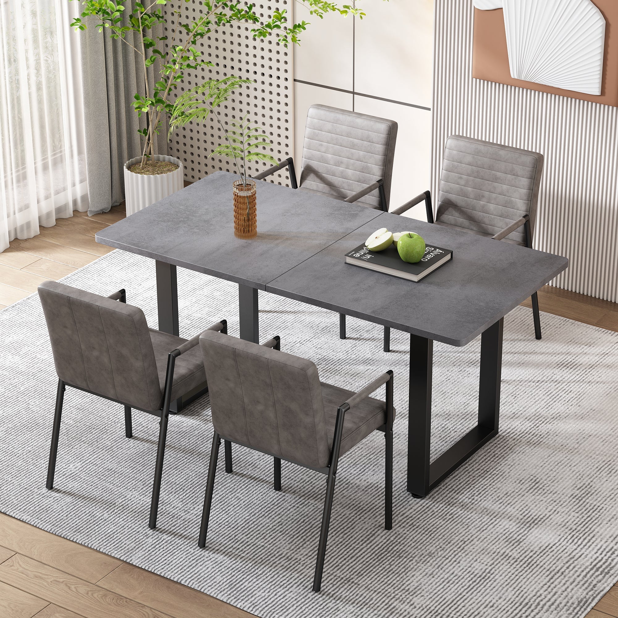 Dining Table Industrial Style Rectangular Iron - Grey - Image 6