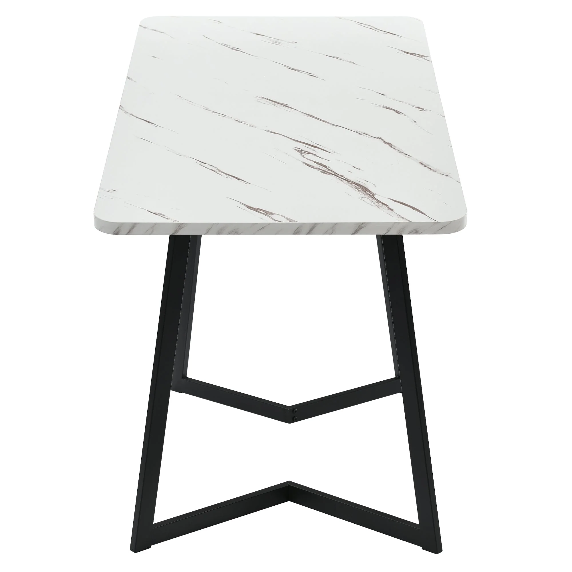 Dining Table Rectangular 117x68cm Modern Marble Pattern Metal Frame Black/White - Image 10