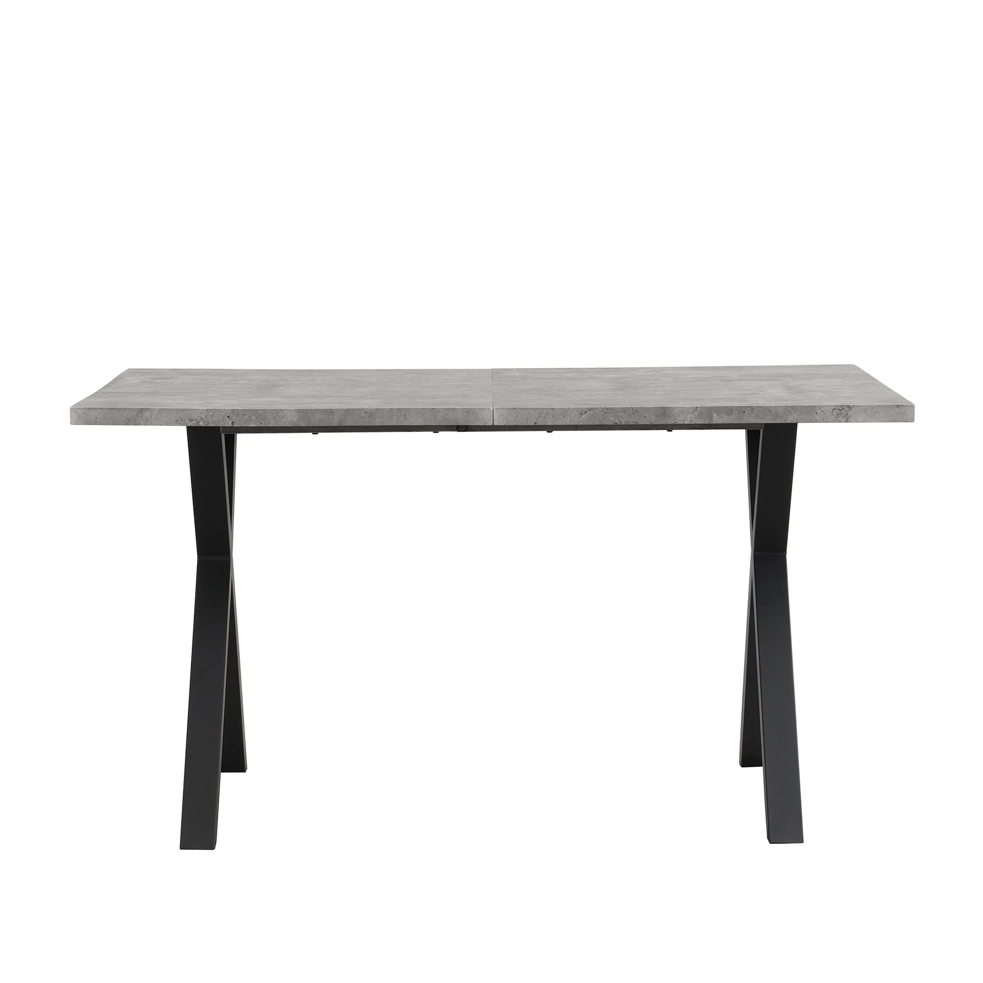 Dining Table Rectangular 140x80cm Crossed Legs Wrought Iron - Concrete Look/Black - Image 5