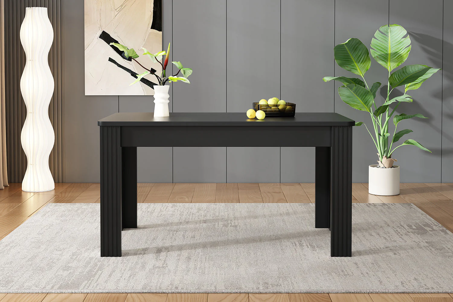 Dining Table Rectangular Modern Simple - Black - Image 10