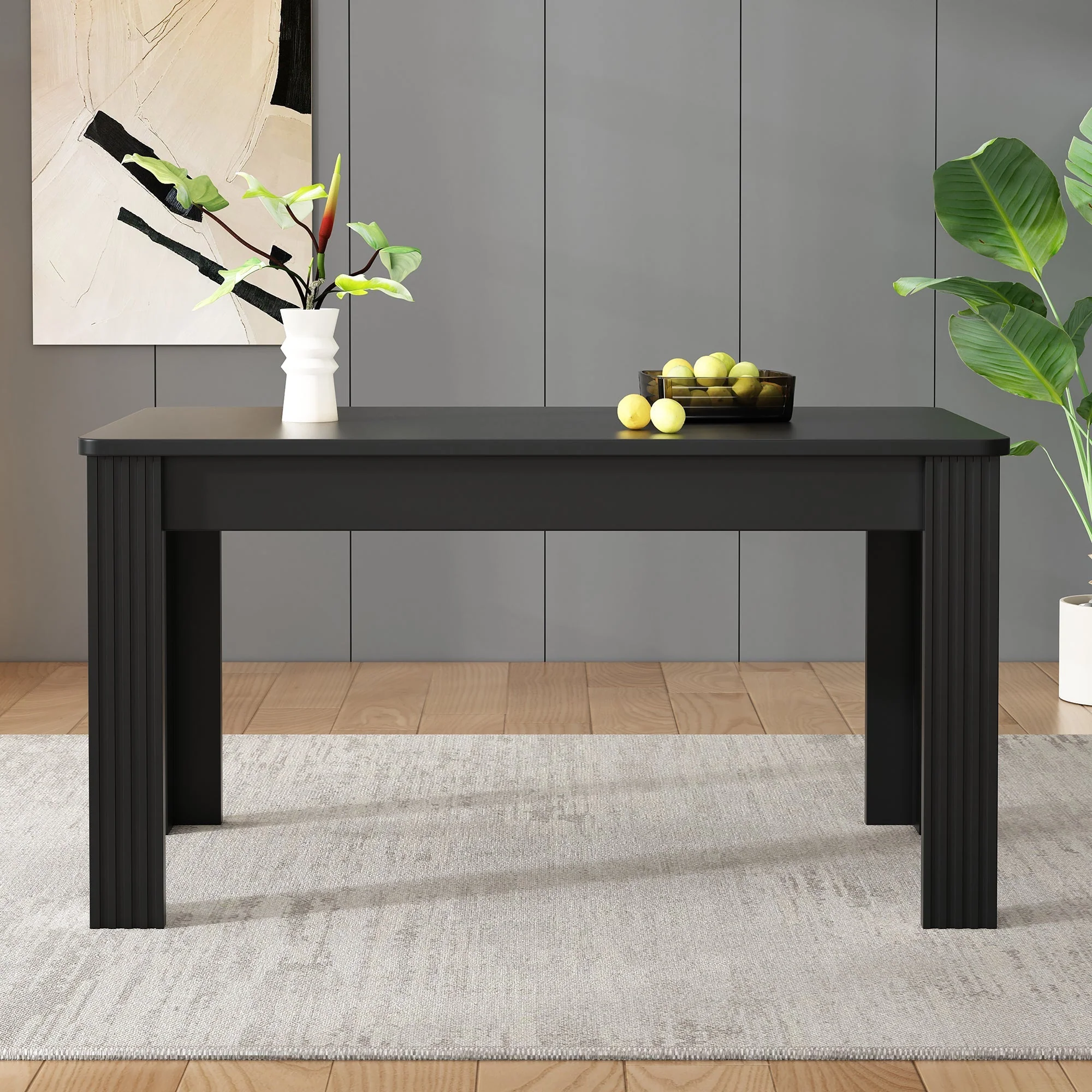 Dining Table Rectangular Modern Simple - Black - Image 3