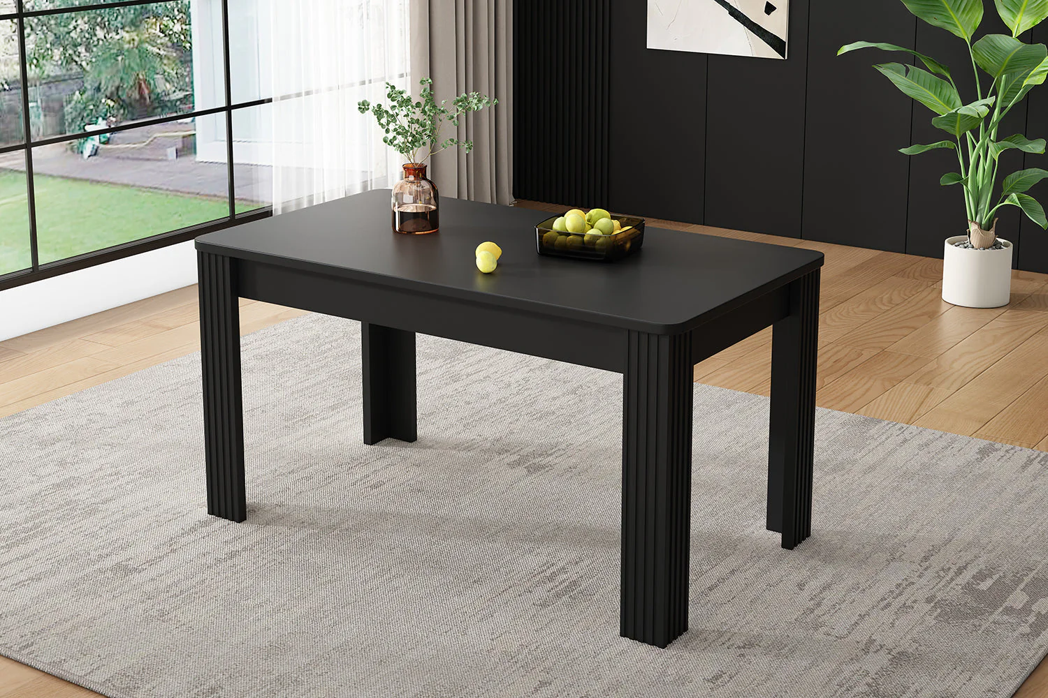 Dining Table Rectangular Modern Simple - Black - Image 9