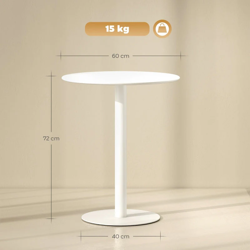 Dining Table Round for 2 People Modern Steel White - Image 3