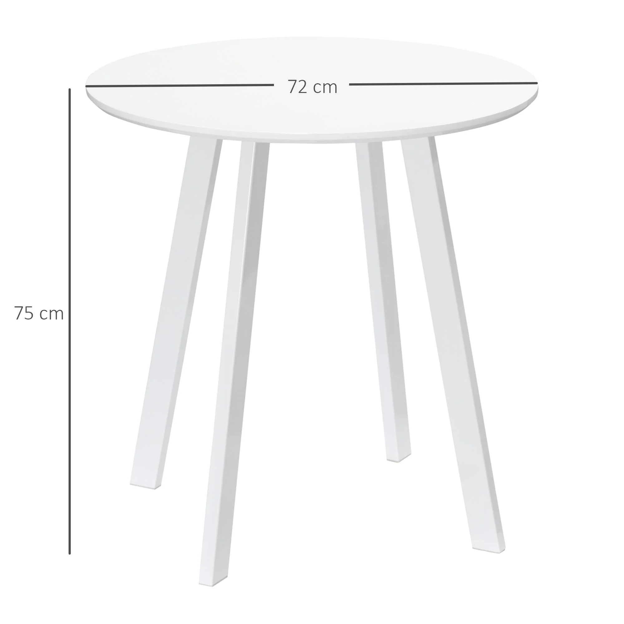 Dining Table Round Kitchen Side Room Angled Legs White 72x72x75cm - Image 3