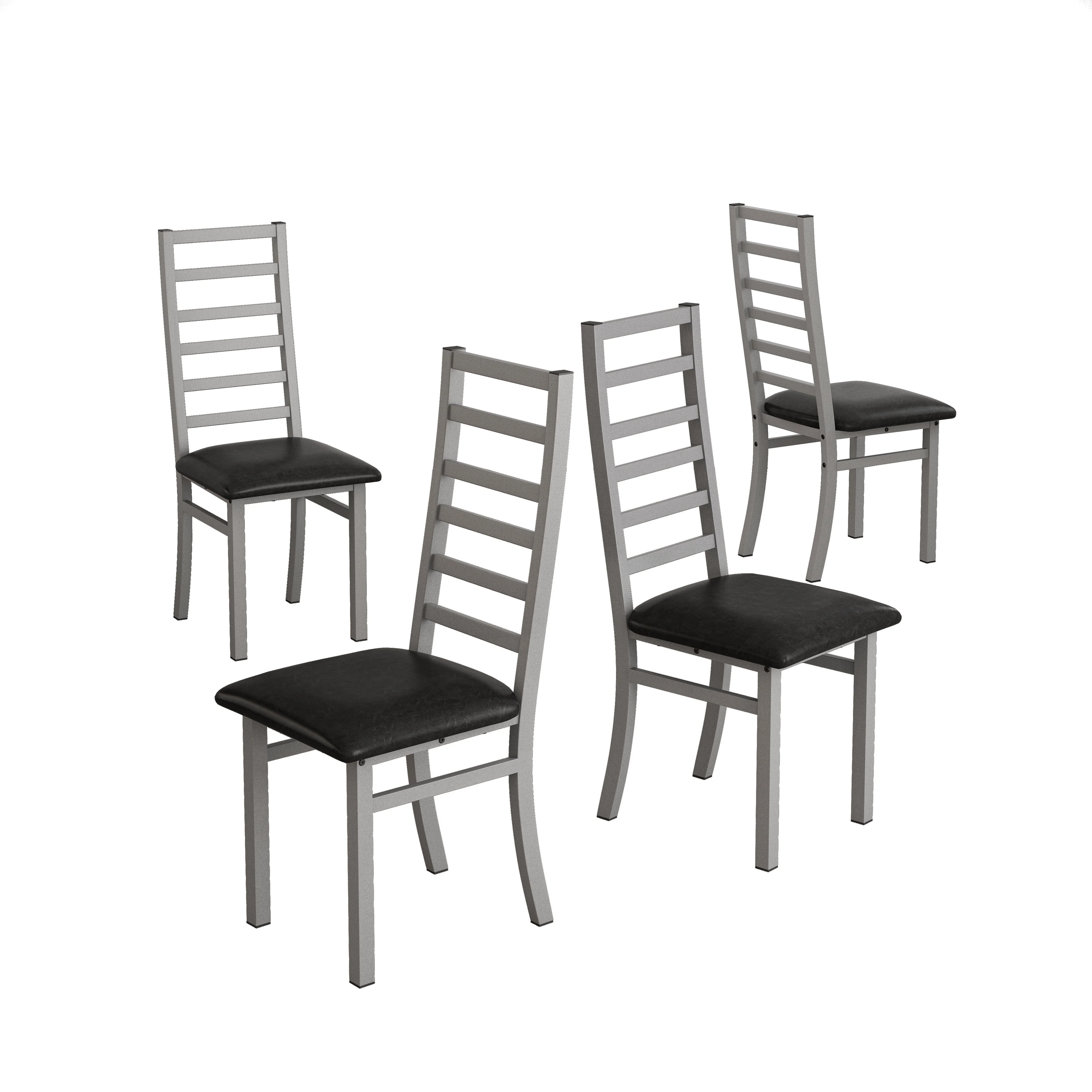 Dining Table Set, 4-person Tulip Table with Chairs, Brown & Gray - Image 7