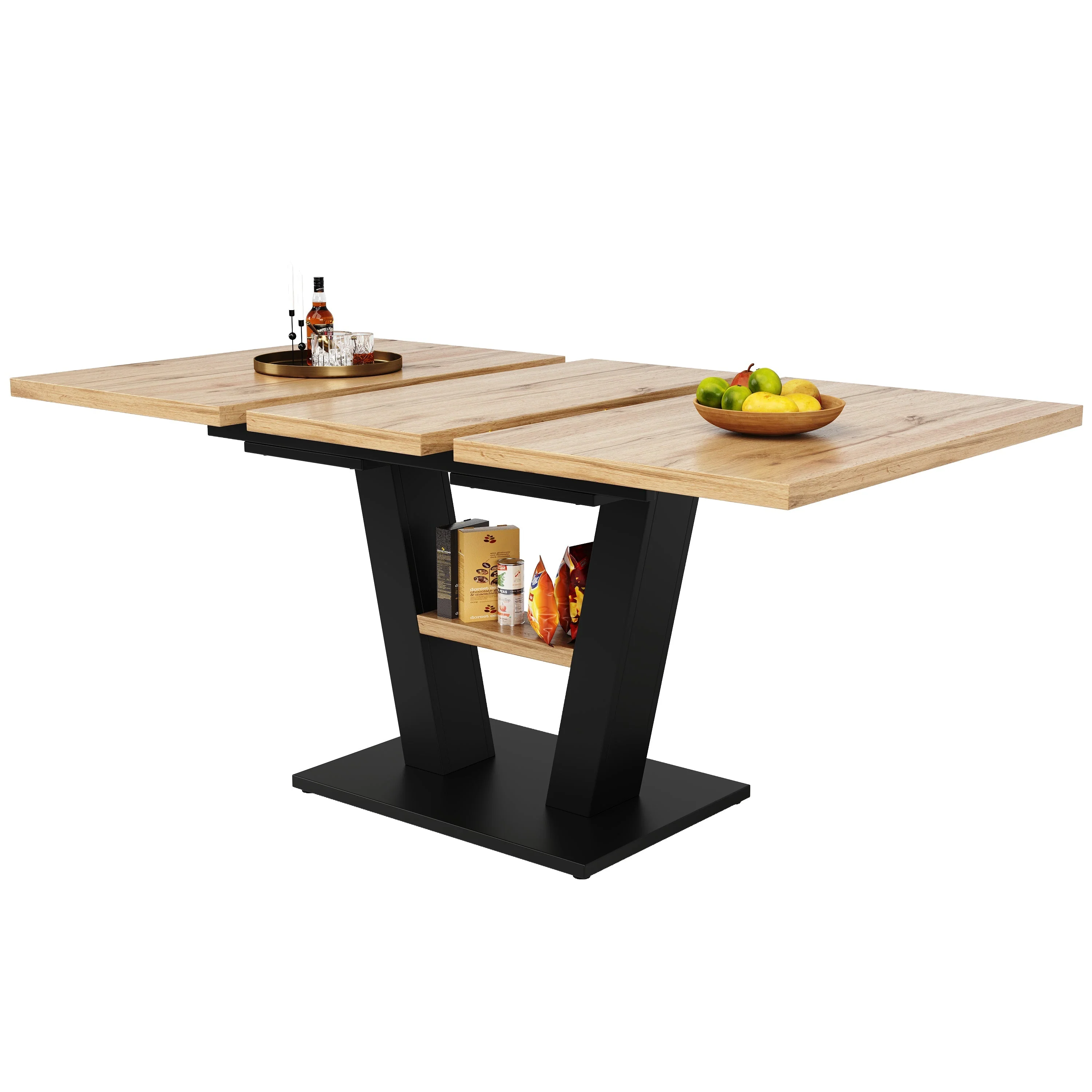 Dining Table Set Extendable V-Legs 5-Piece - Velvet - Image 9
