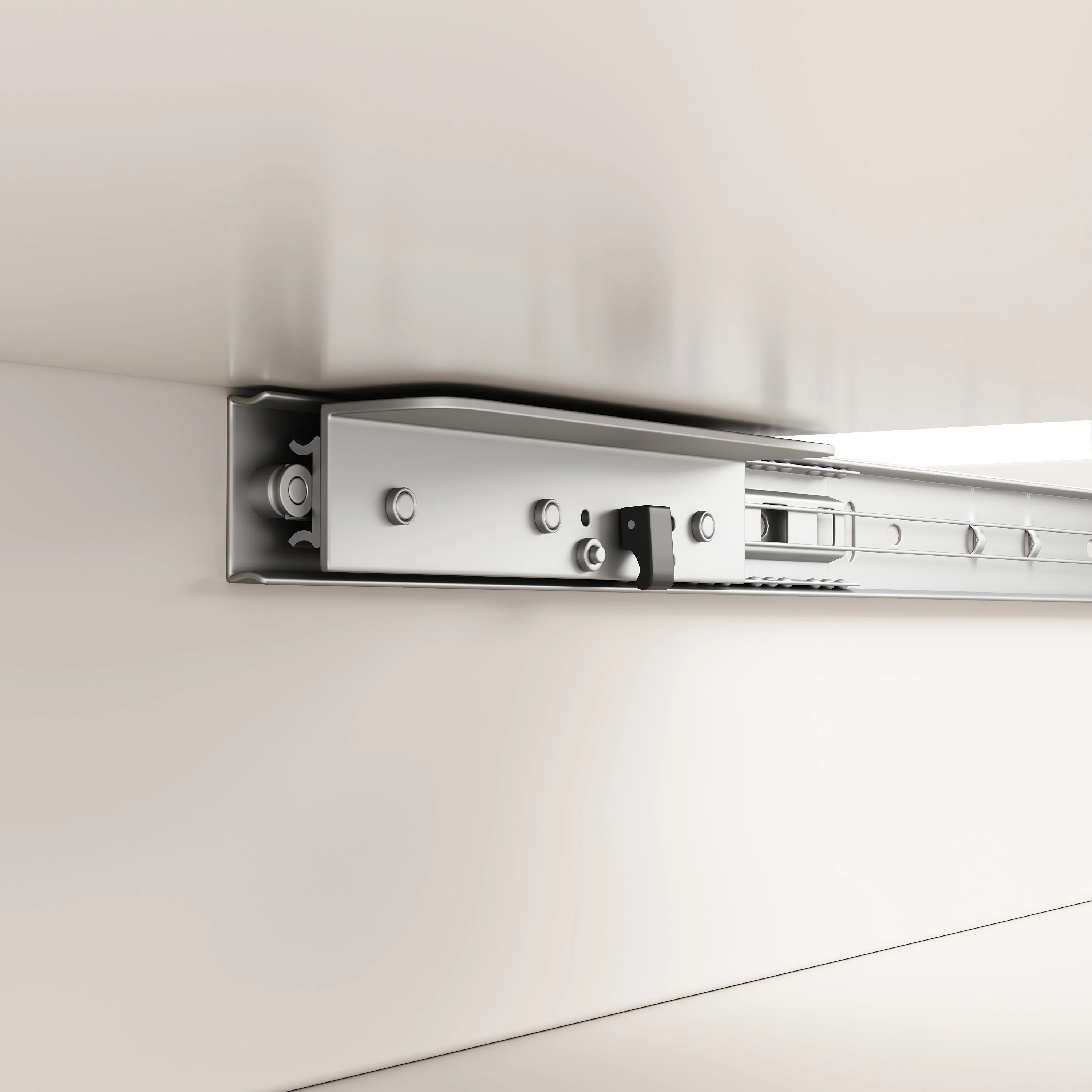 Dining Table, Telescopic Extendable with Storage Levels, White - Image 3