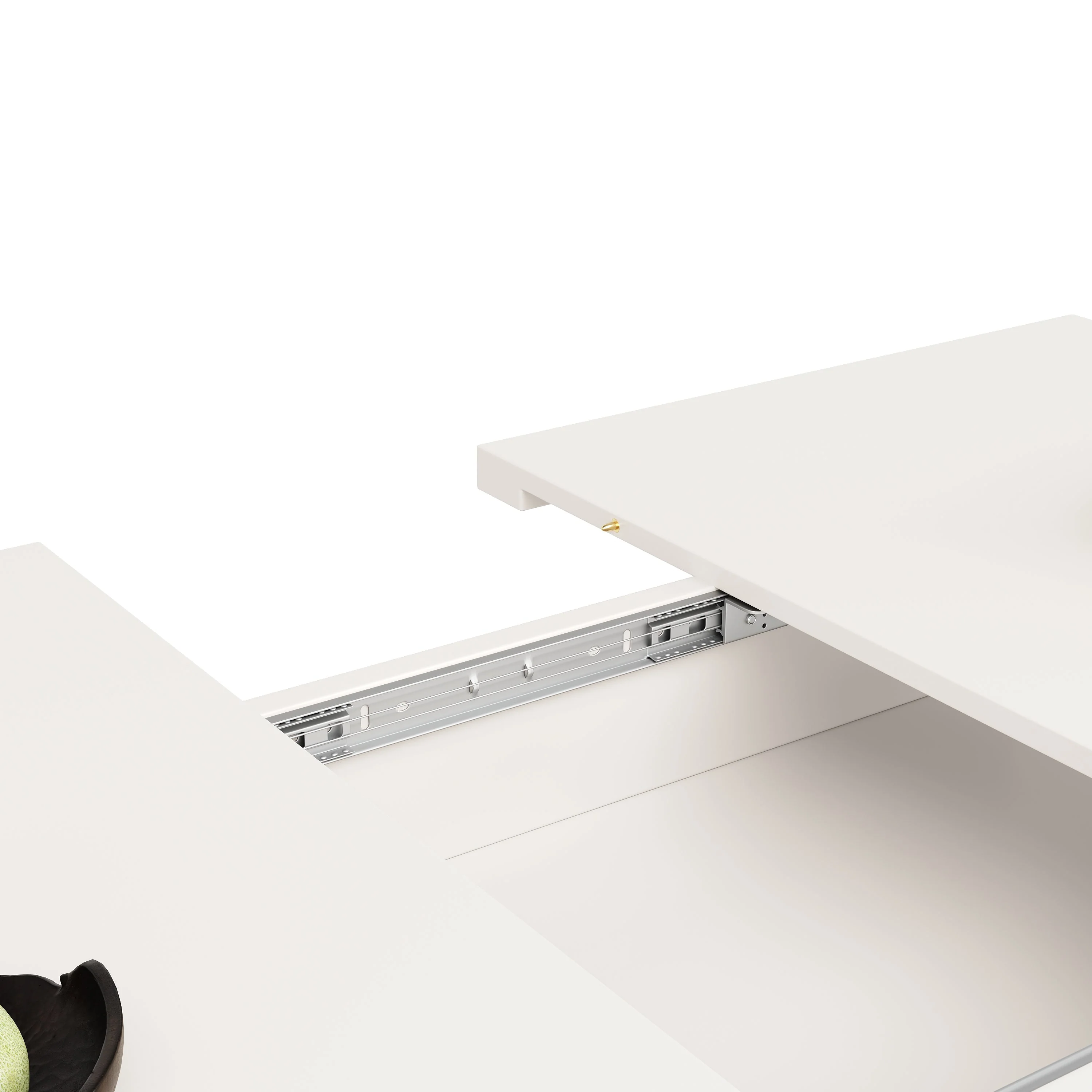 Dining Table, Telescopic Extendable with Storage Levels, White - Image 5