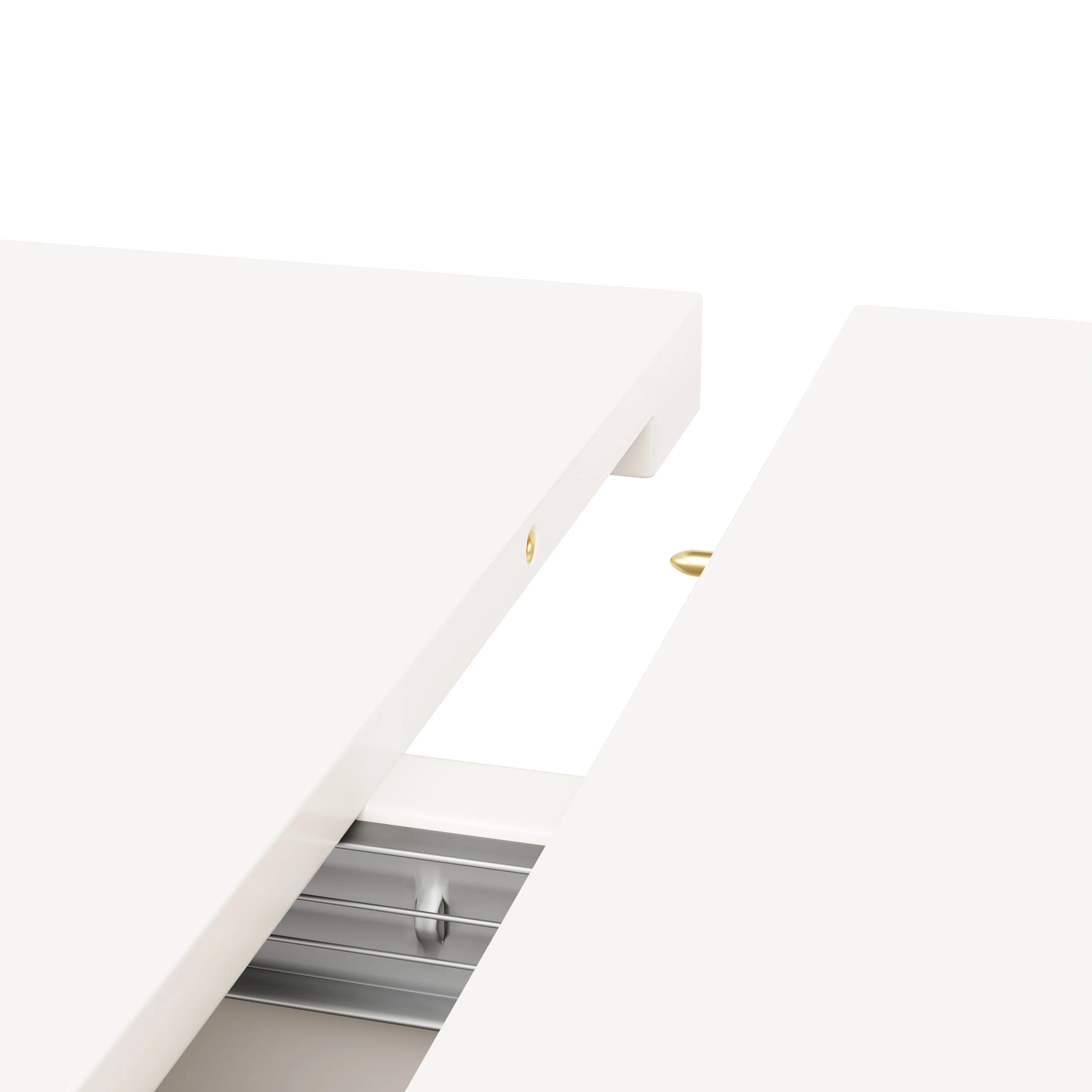Dining Table, Telescopic Extendable with Storage Levels, White - Image 7
