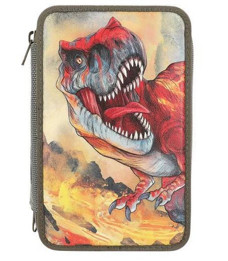Dino World Triple Pencil Case - 3D Effect Green