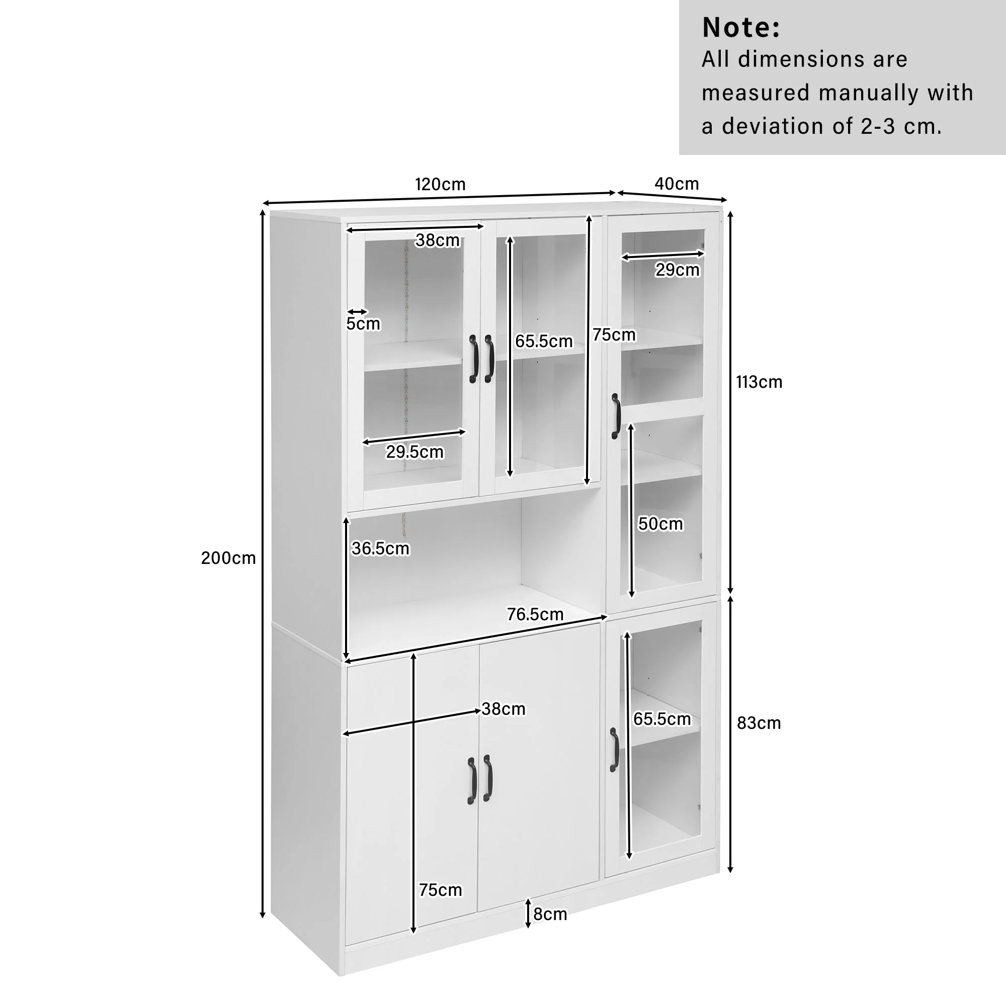 Display Cabinet Bookcase, LED Light, White - Image 4