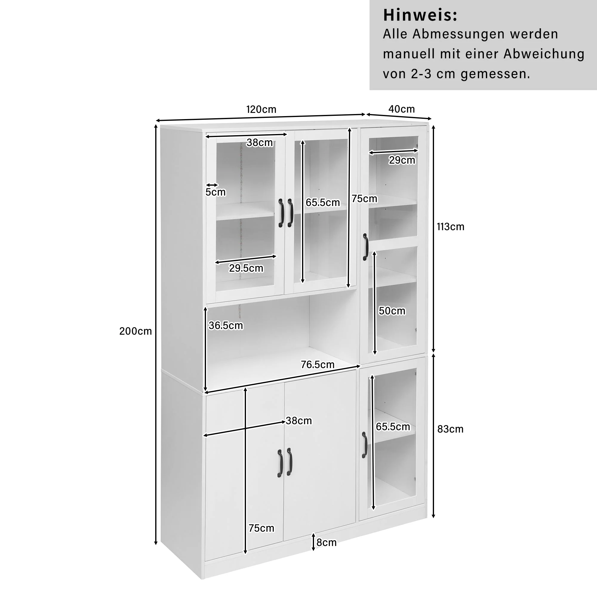 Display Cabinet Bookcase, LED Light, White - Image 9