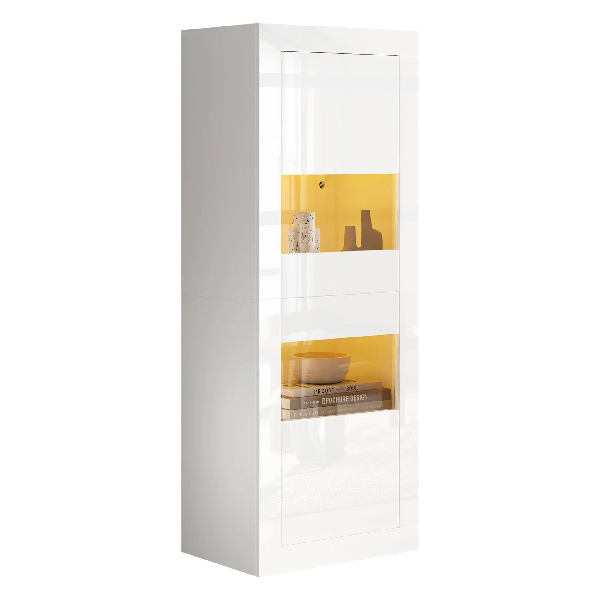 Display Cabinet LED Lighting Freestanding 61x42x162 cm High-Gloss White - Image 5