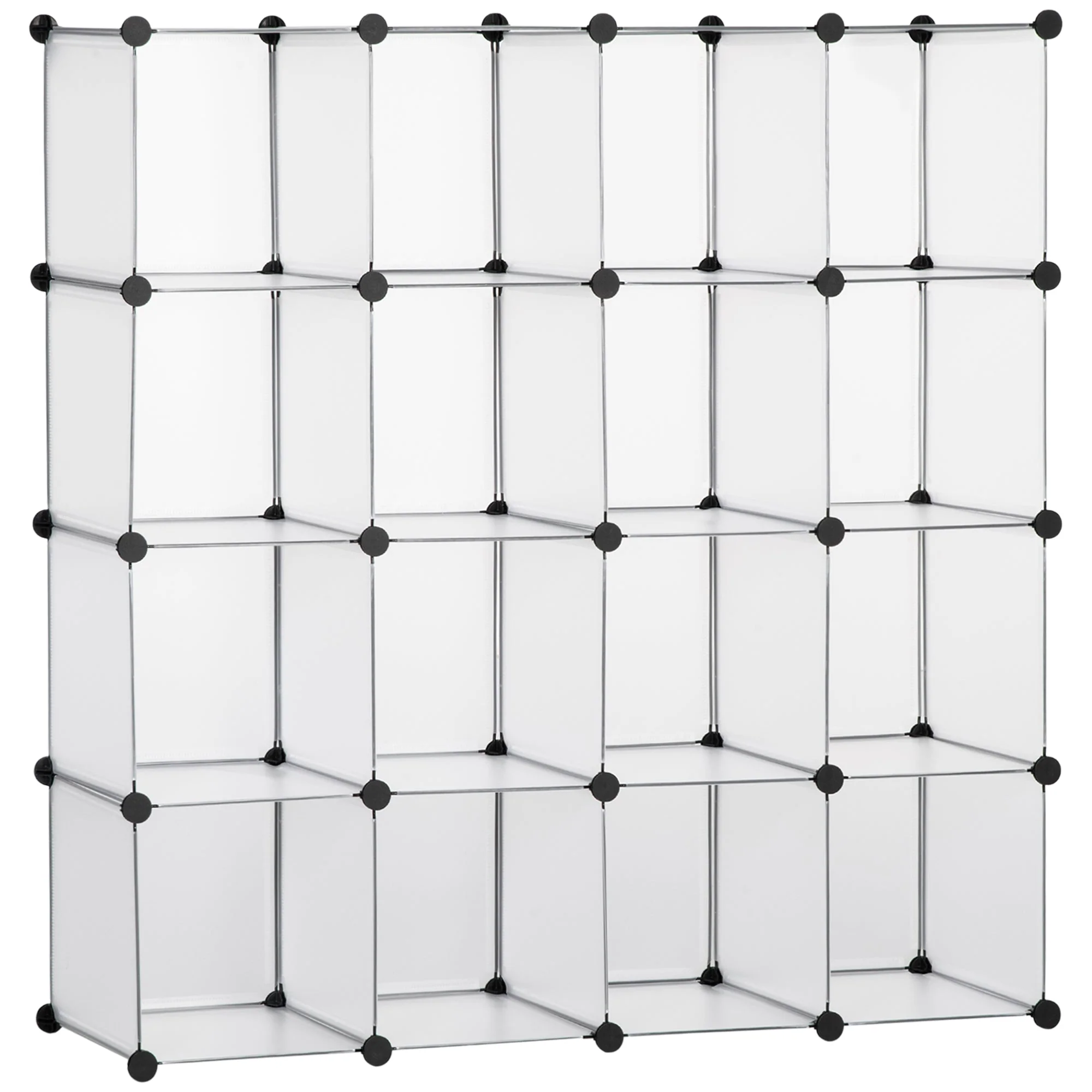 DIY Cube Shelving System 16 Cube Storage Boxes Plastic White - Image 2