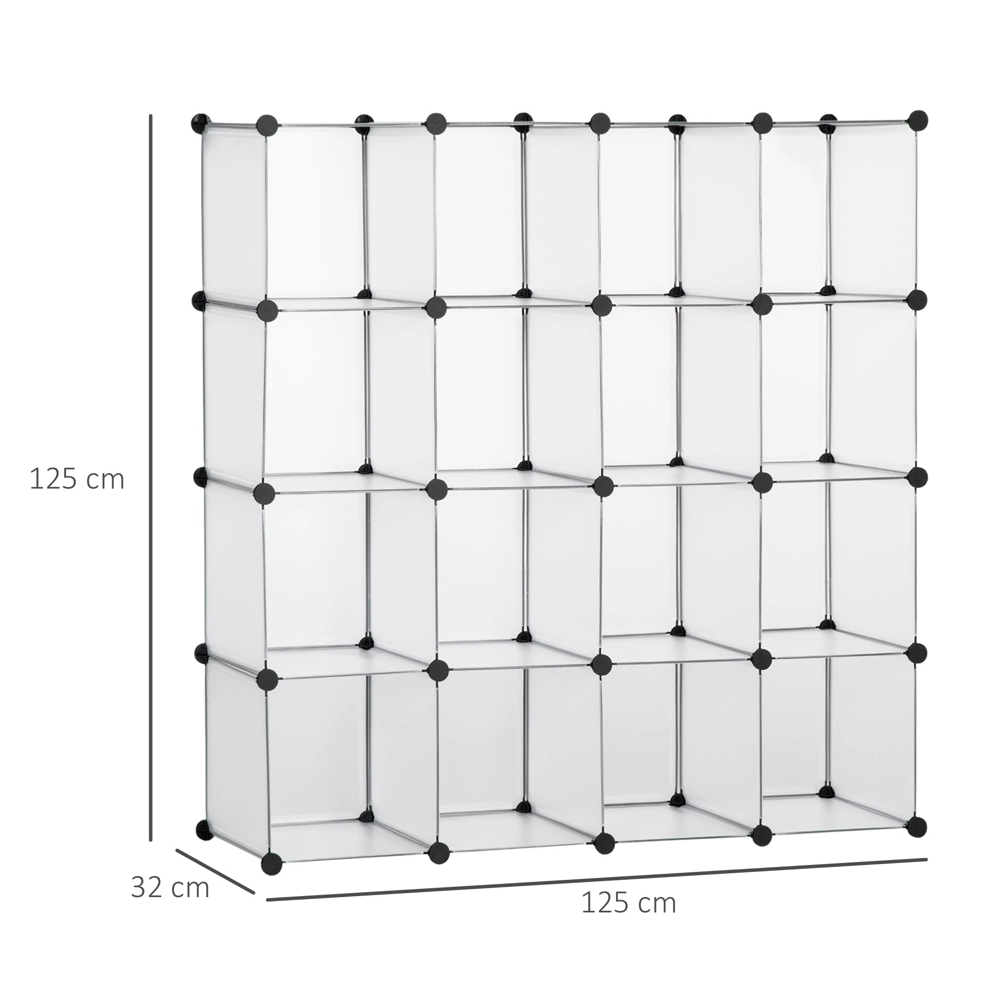 DIY Cube Shelving System 16 Cube Storage Boxes Plastic White - Image 3