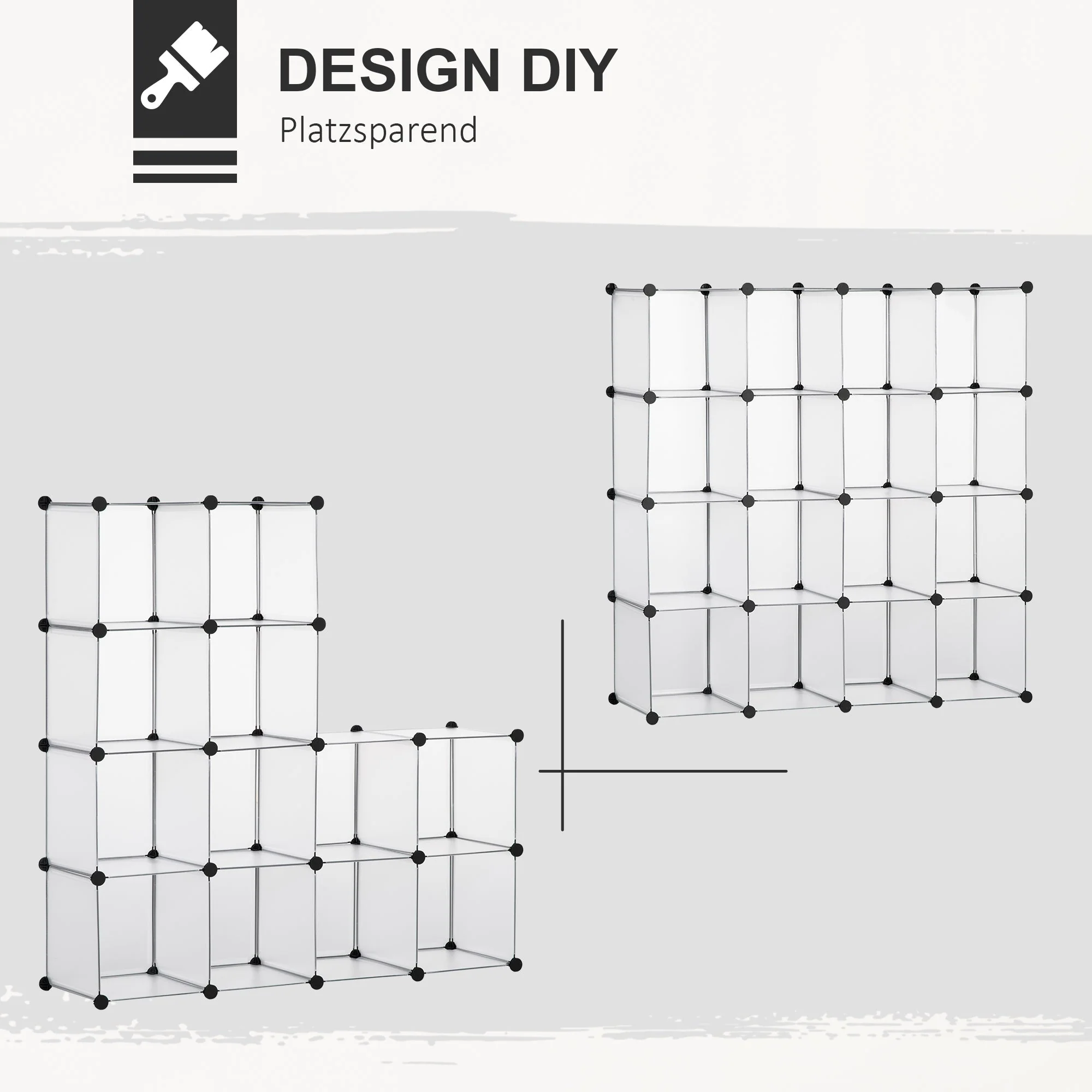 DIY Cube Shelving System 16 Cube Storage Boxes Plastic White - Image 5