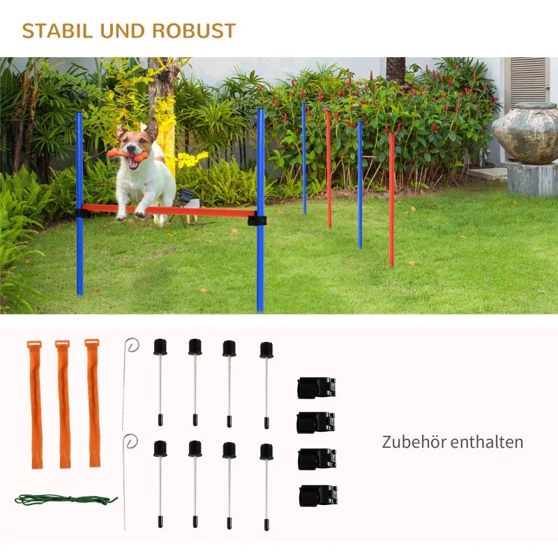 Dog Agility Set, 3 in 1, Slalom Hurdle Jumping Ring, Blue+Red - Image 6