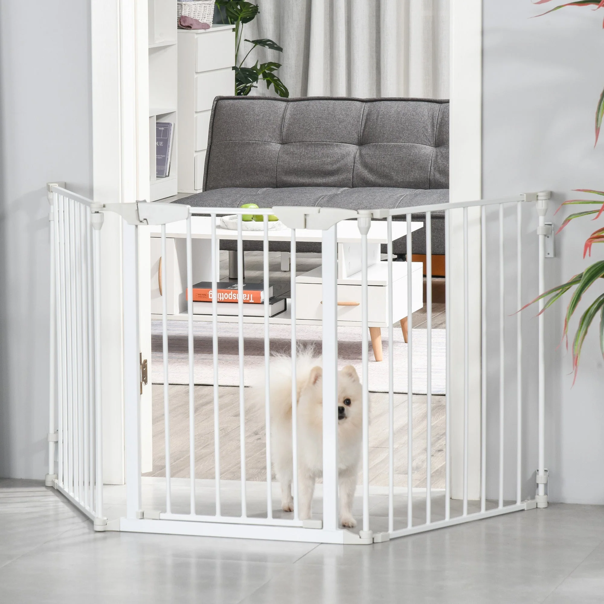 Dog Barrier, 3 Elements, Safety Door, White Plastic