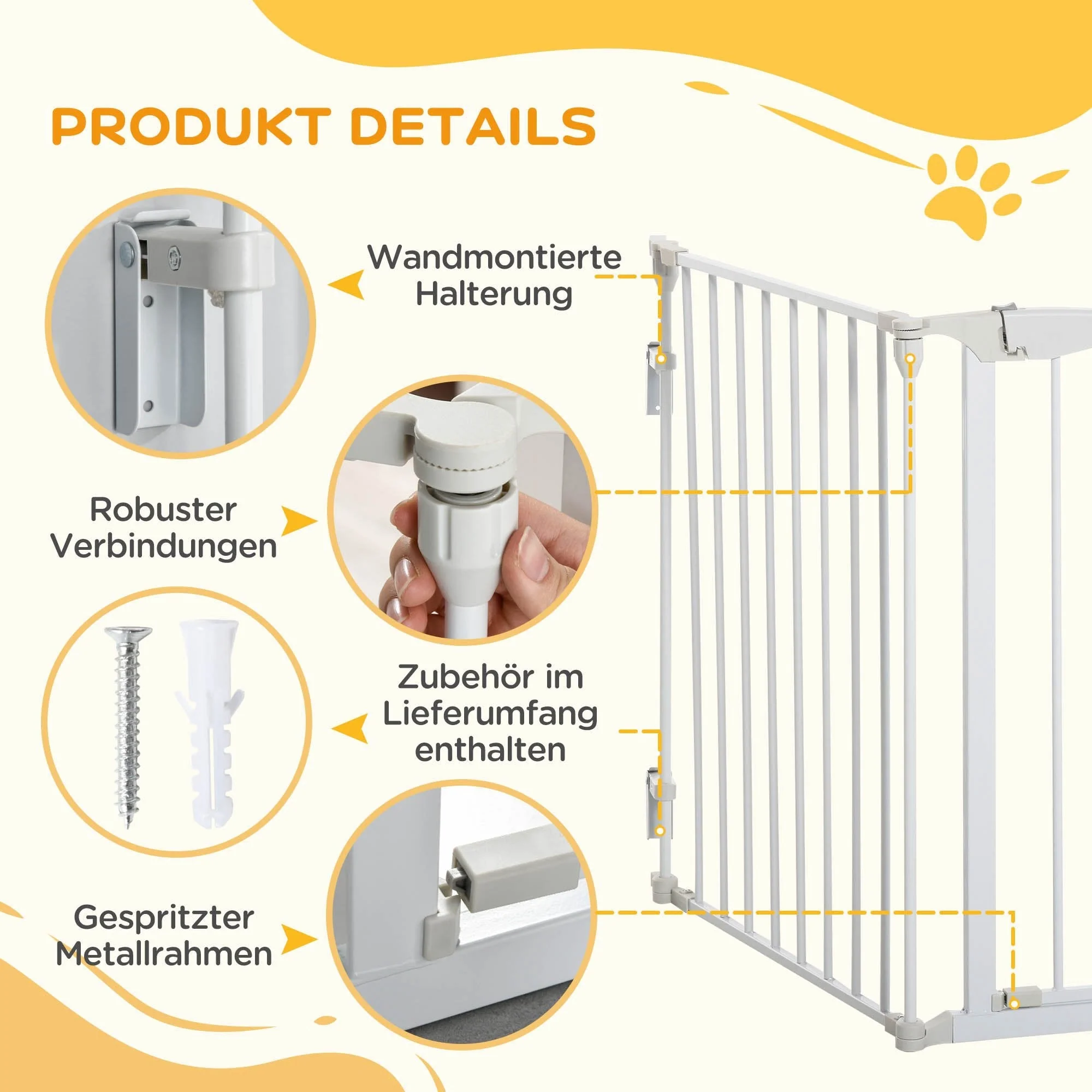 Dog Barrier, 3 Elements, Safety Door, White Plastic - Image 4