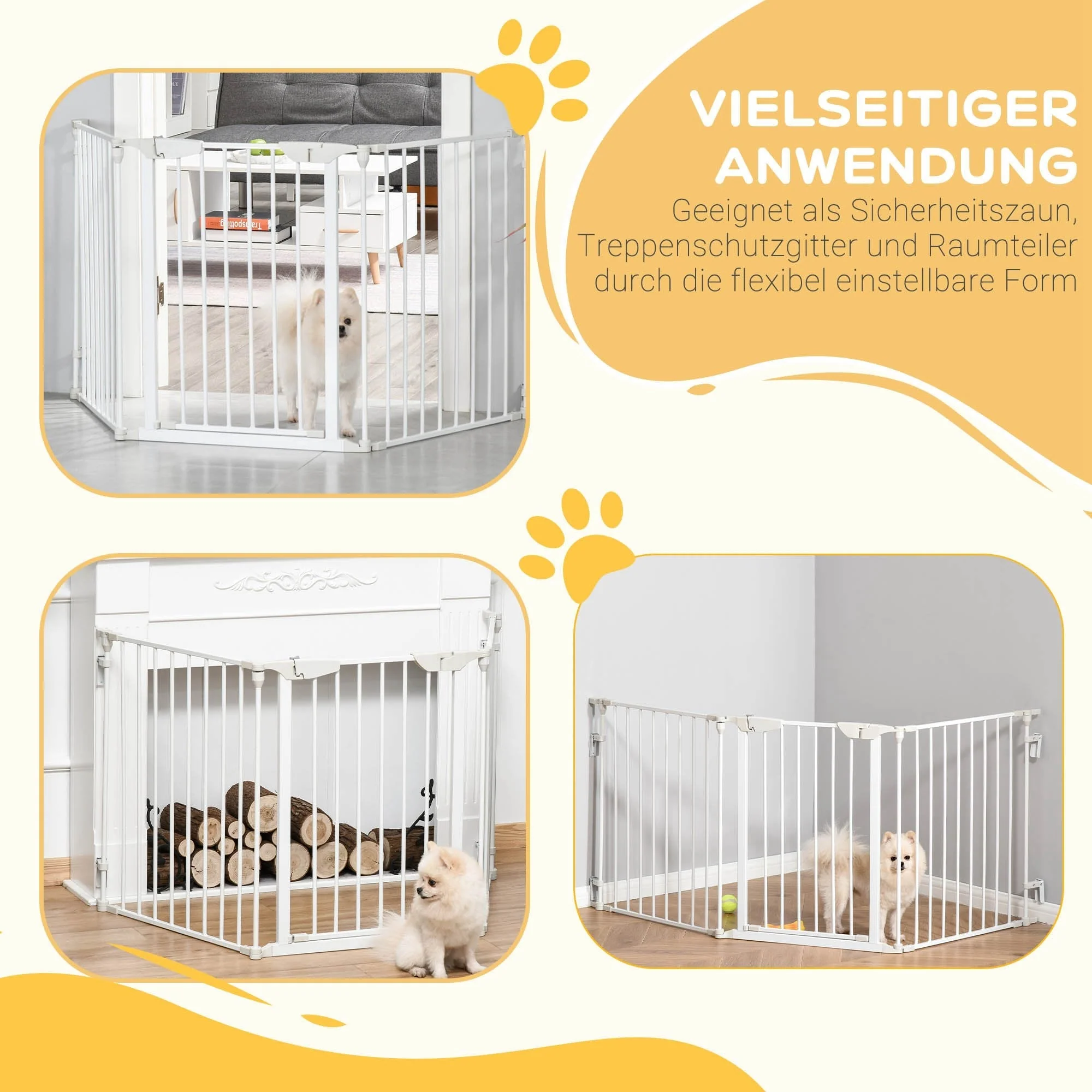 Dog Barrier, 3 Elements, Safety Door, White Plastic - Image 5