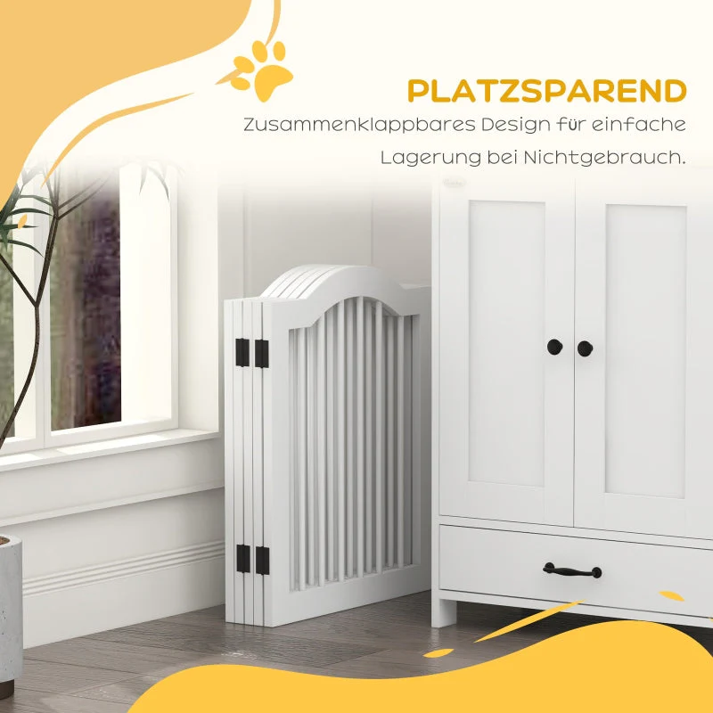 Dog Barrier, 5 Panels, Foldable, Solid Wood/MDF, White - Image 4
