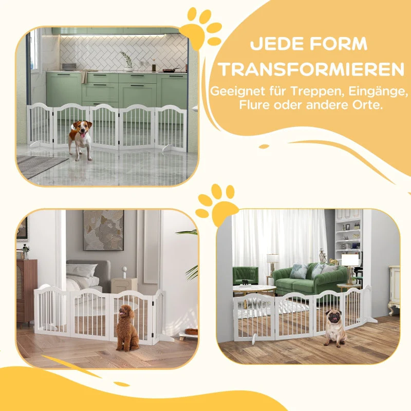 Dog Barrier, 5 Panels, Foldable, Solid Wood/MDF, White - Image 6