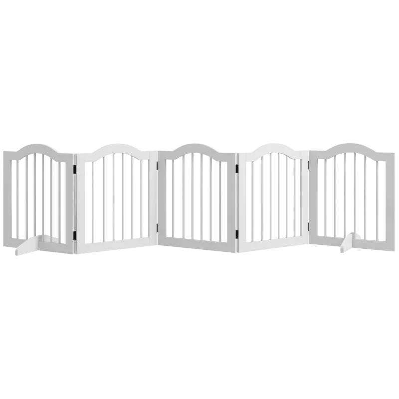 Dog Barrier, 5 Panels, Foldable, Solid Wood/MDF, White - Image 7