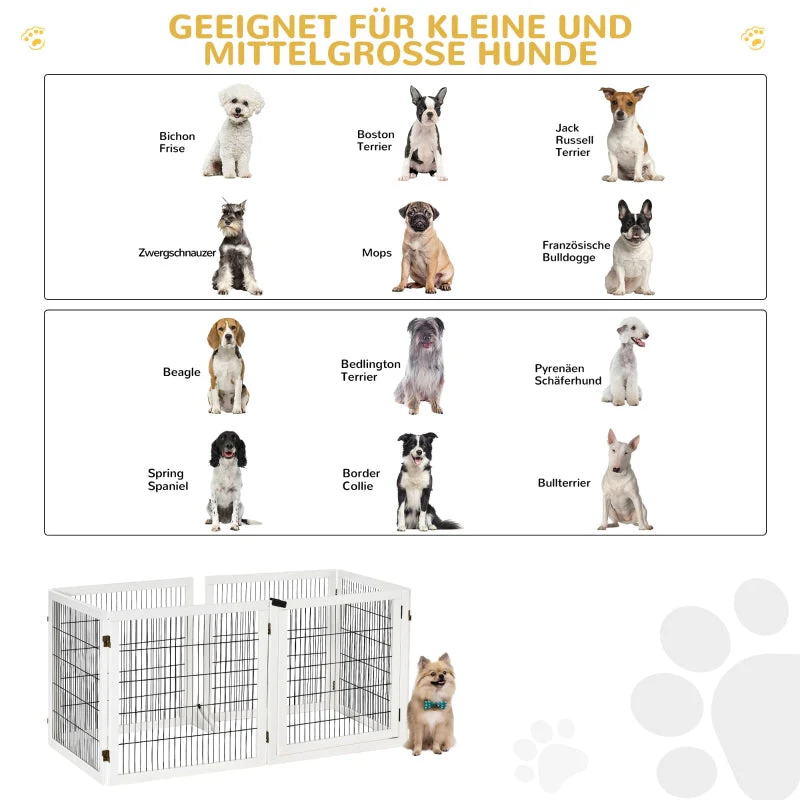 Dog Barrier, Adjustable Safety Gate, Foldable, 6 Panels, Wooden, White - Image 4