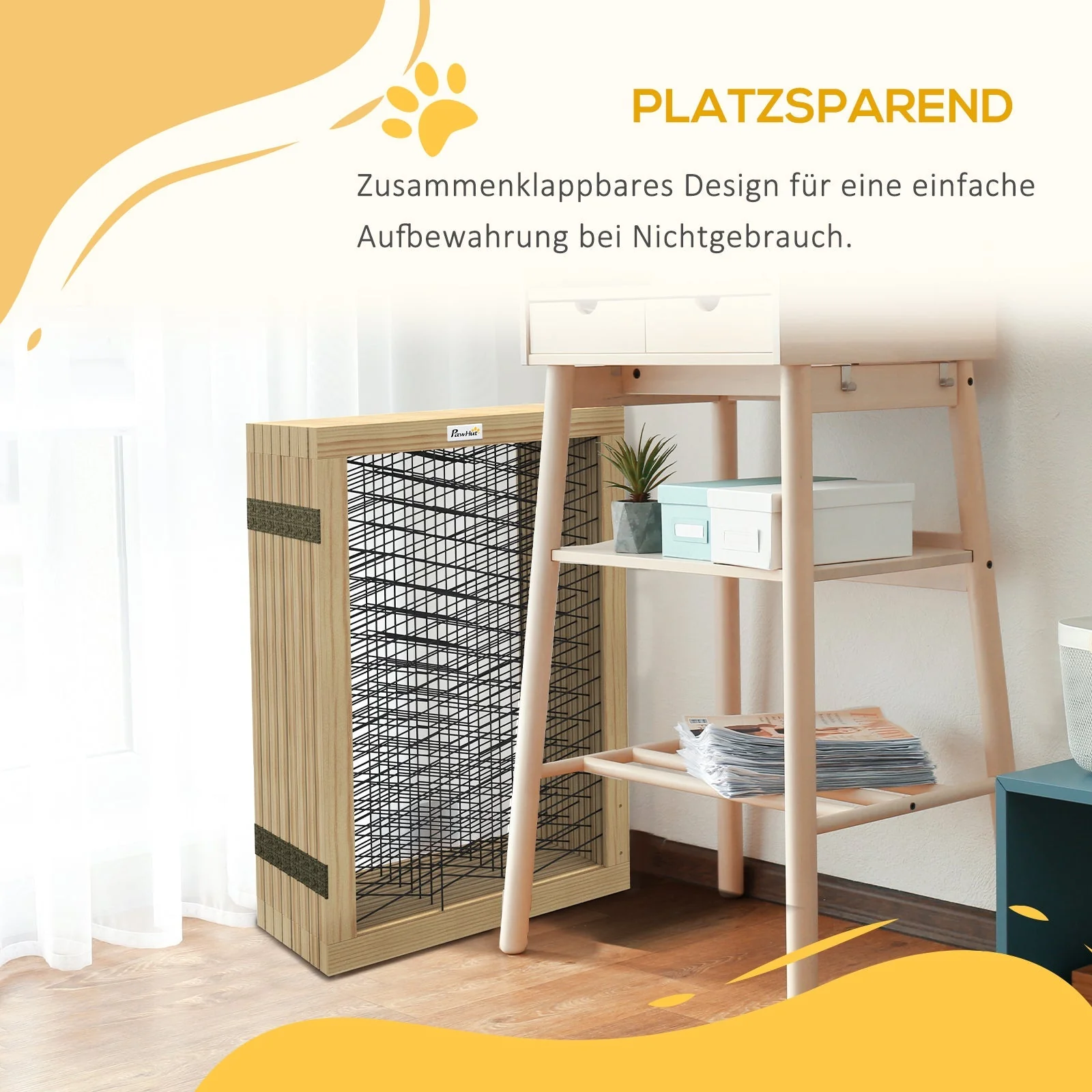 Dog Barrier Safety Gate Foldable 8 Panels Wooden - Image 5