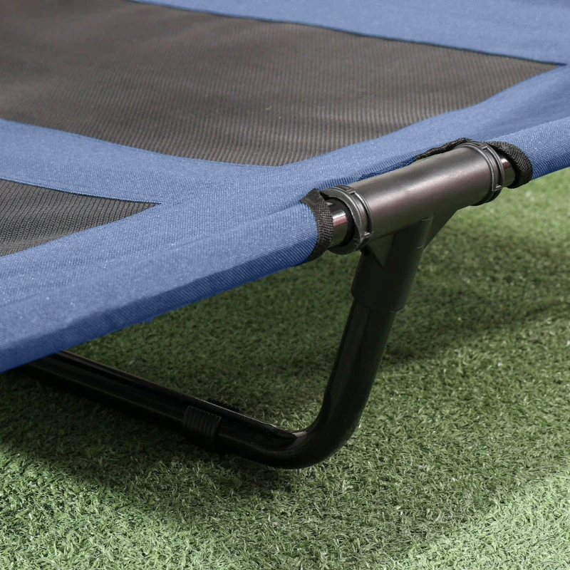 Dog Bed with Canopy, Foldable Elevated, Blue + Black - Image 8