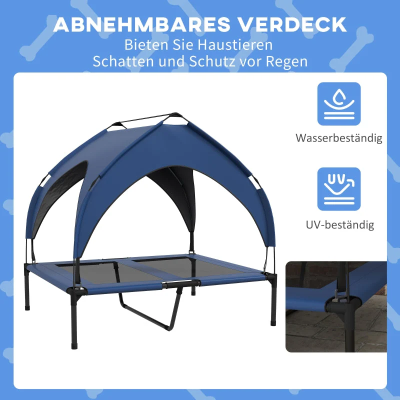 Dog Bed with Roof, Breathable, Water-Repellent, Dark Blue - Image 3