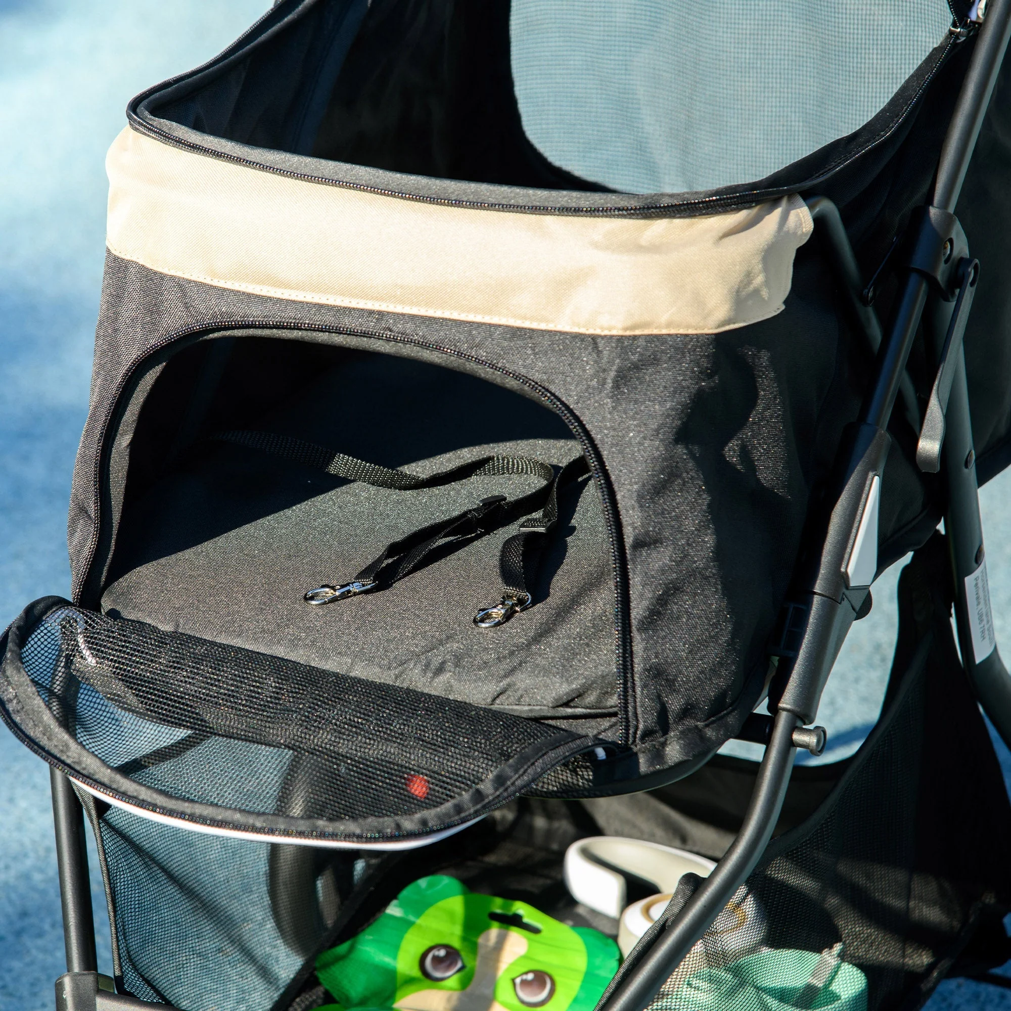 Dog Buggy 2 in 1, Foldable with Rain Cover, Khaki - Image 8
