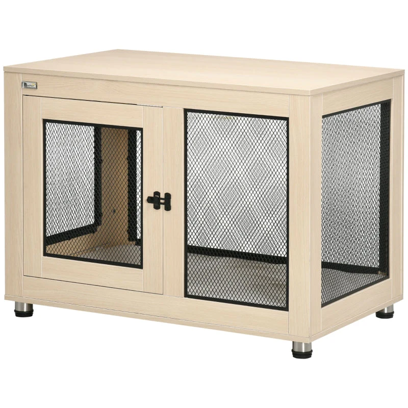 Dog Crate, Lockable, 2 Doors, Natural + Black - Image 2