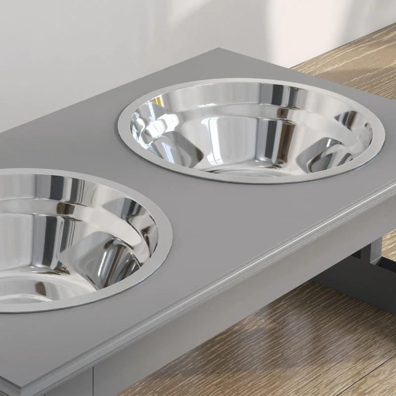 Dog Feeding Station, Non-Slip, 0.9L Bowls, Grey - Image 5