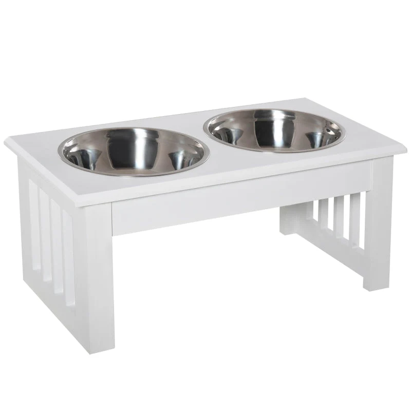 Dog Feeding Station Non-Slip 44x24x15cm 0.9L Bowls - White - Image 6