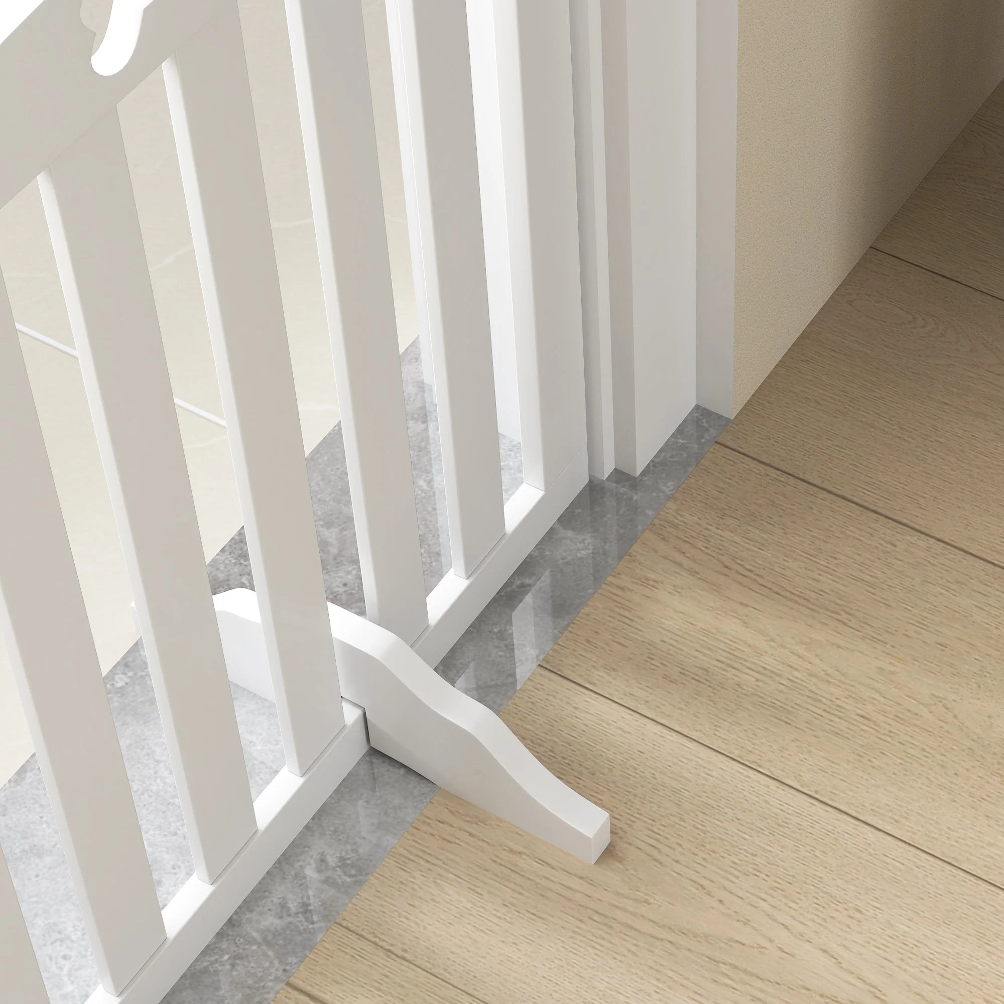 Dog Gate 4-Piece Set, Foldable Freestanding Stair Gate 207.5x61cm, White - Image 8