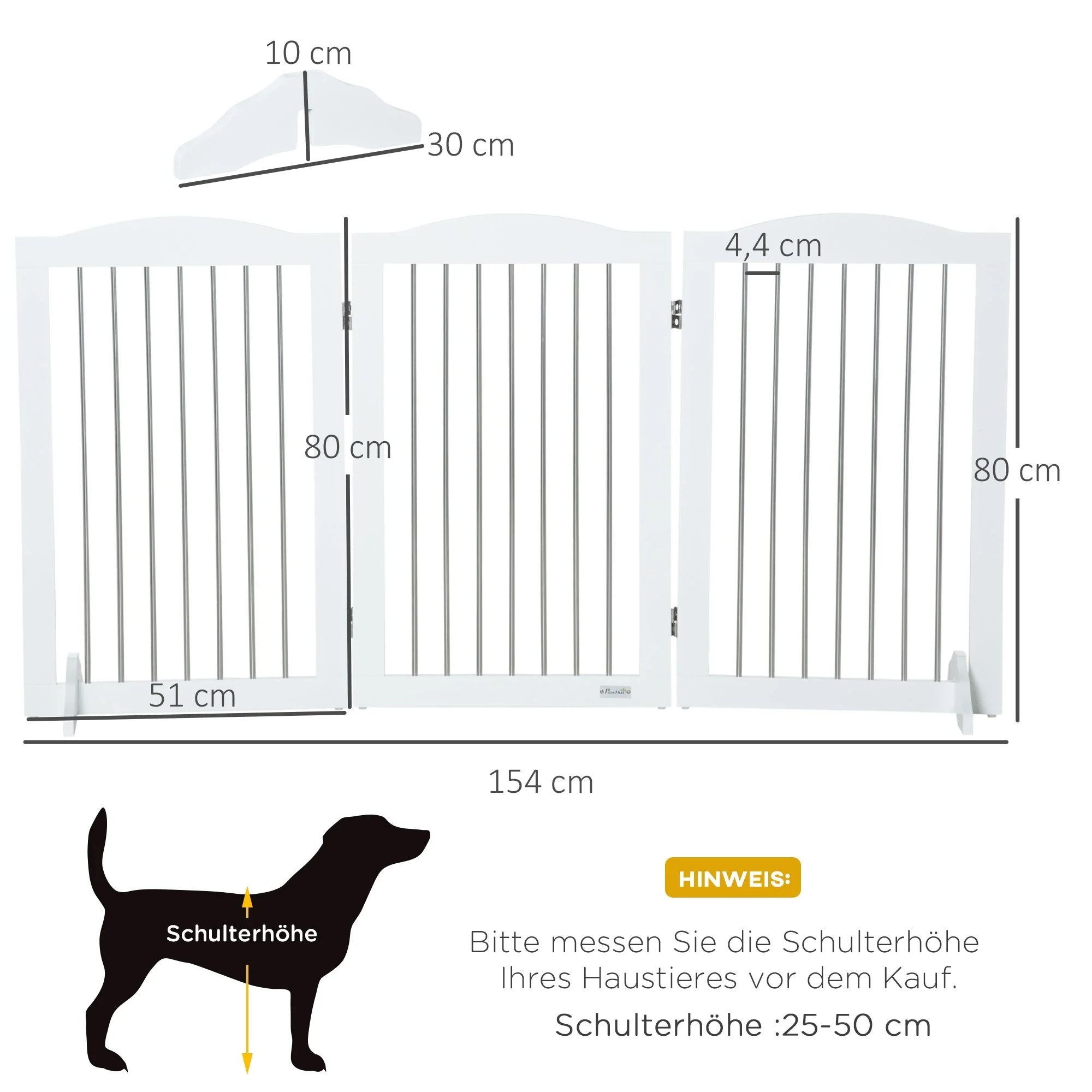 Dog Gate Foldable 3-Panel Stair Safety Barrier, White - Image 3