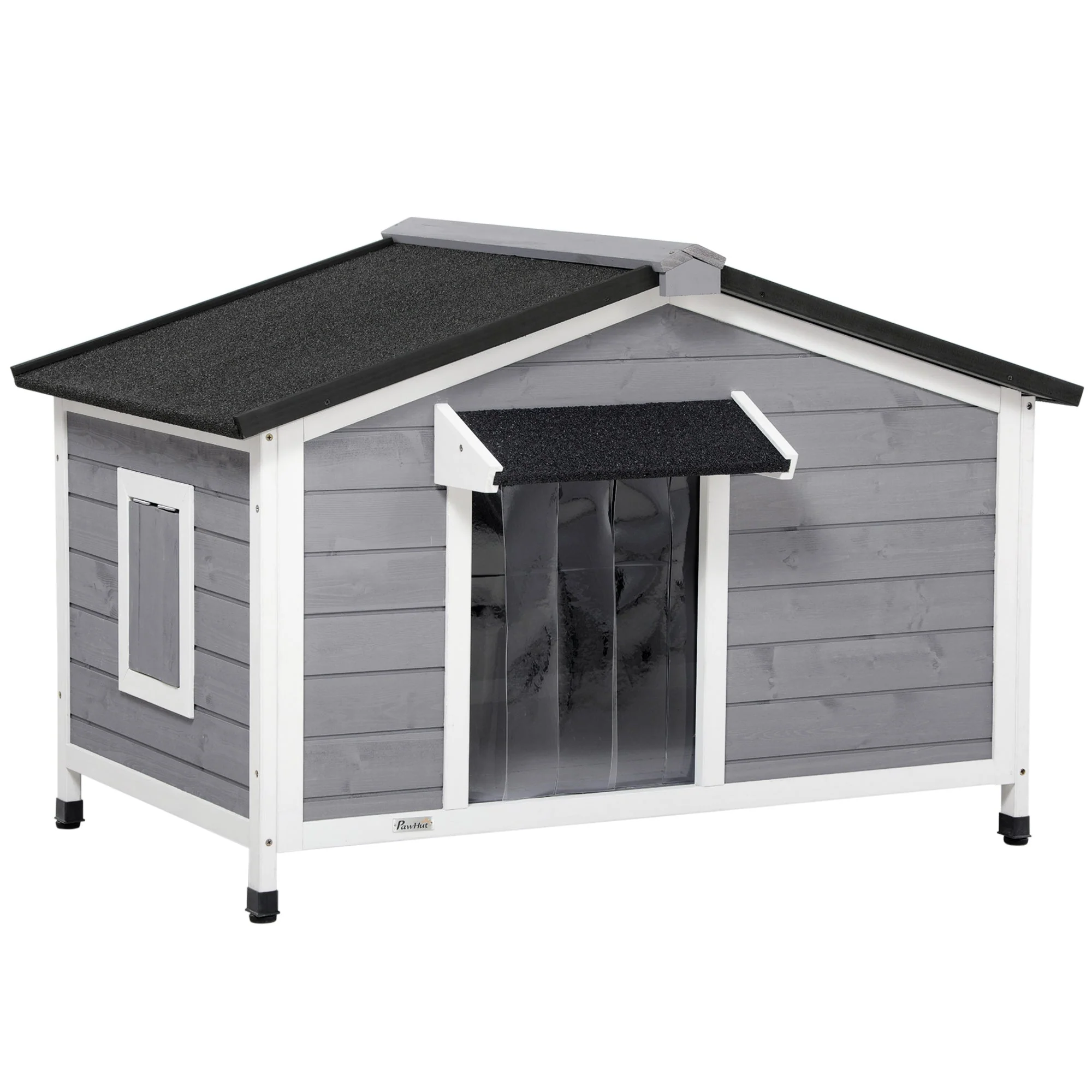 Dog Kennel, Weather-Resistant Fir Wood, Grey - Image 2