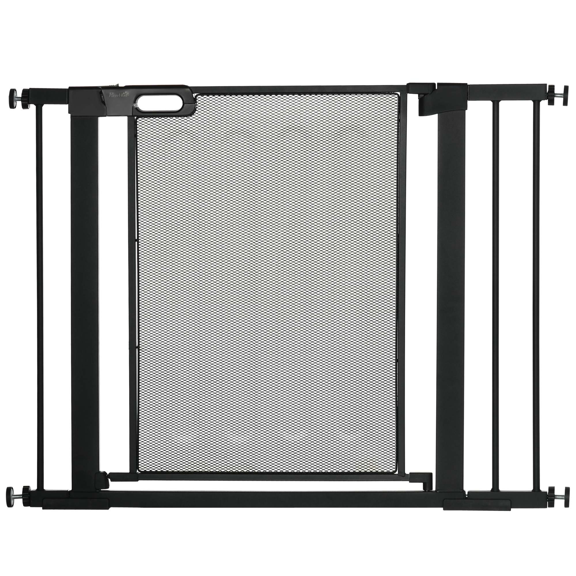 Dog Safety Gate 75-103 cm Auto-Close Stair/Pet Steel, Black - Image 2